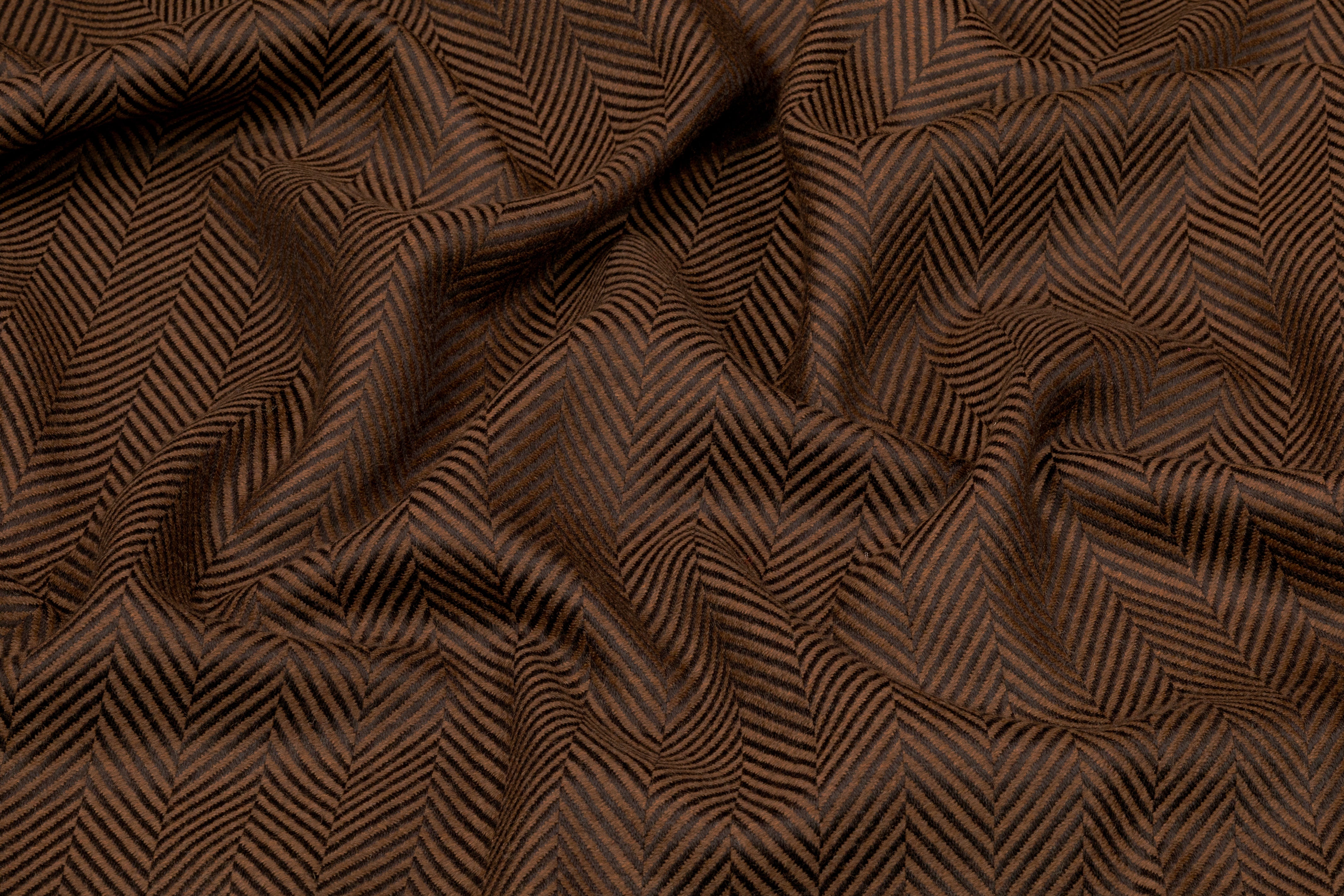 Herringbone Italian Wool - Brown / Black