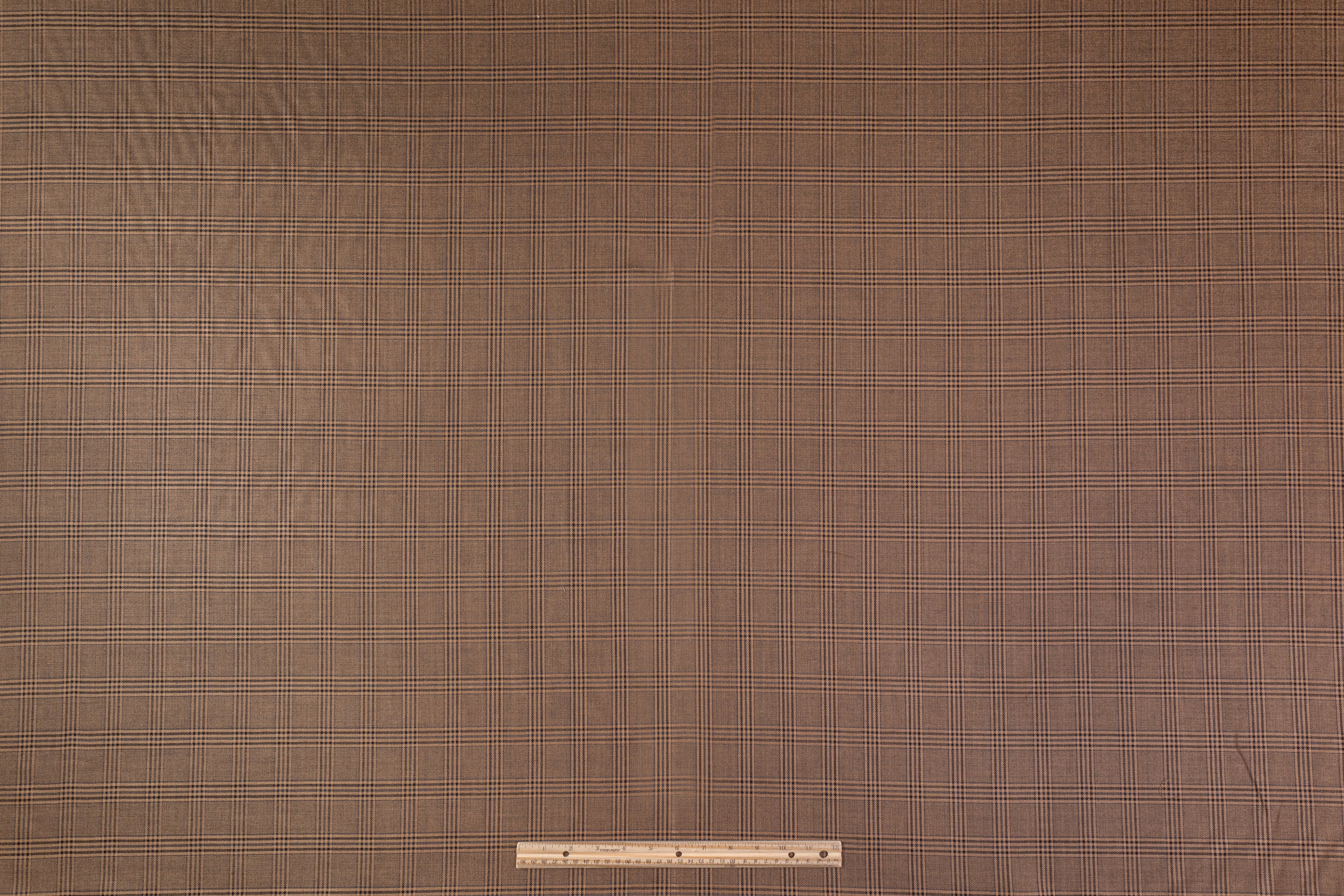 Plaid Italian Silk and Wool Suiting - Black / Brown