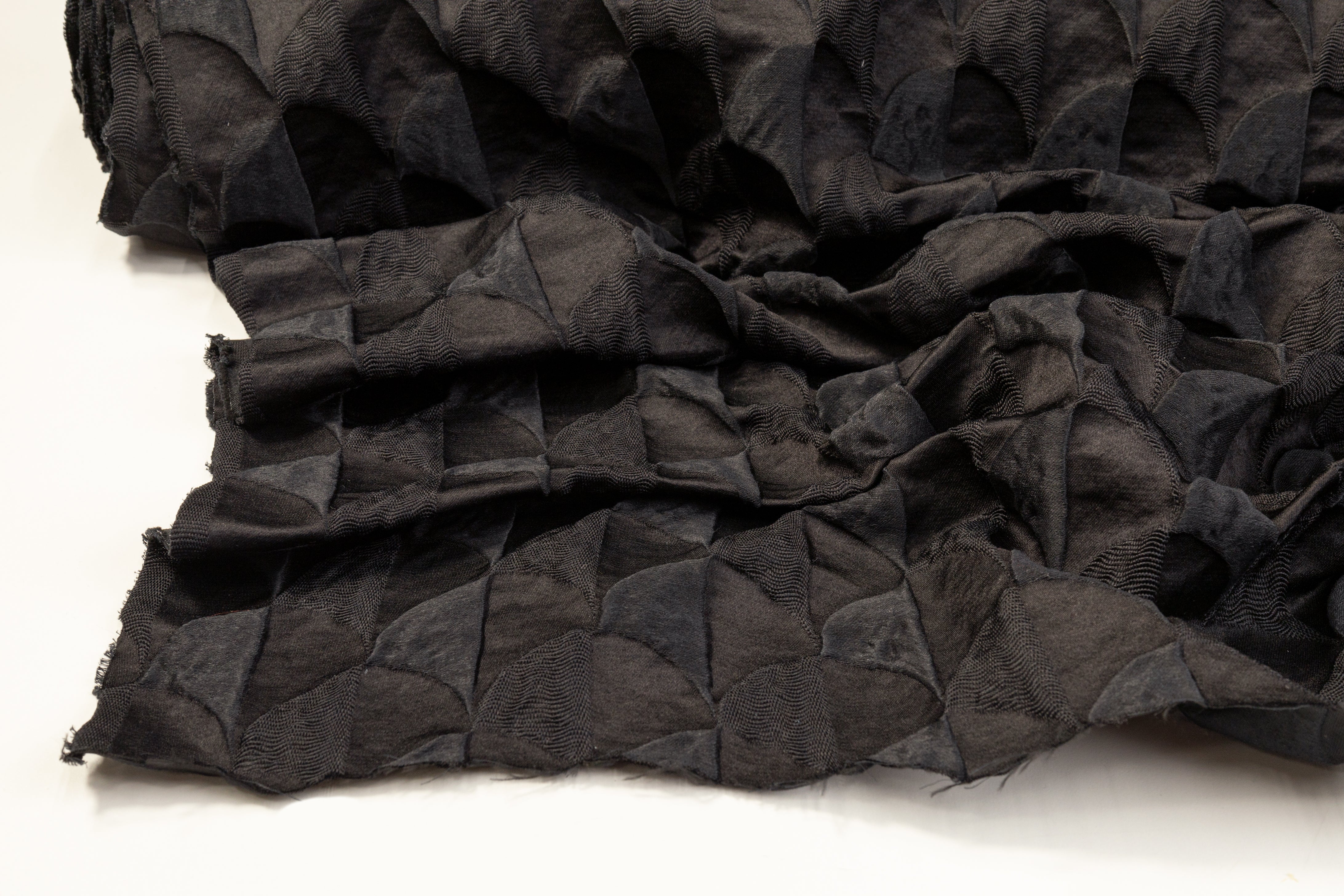 Textured Silk Viscose Brocade - Black
