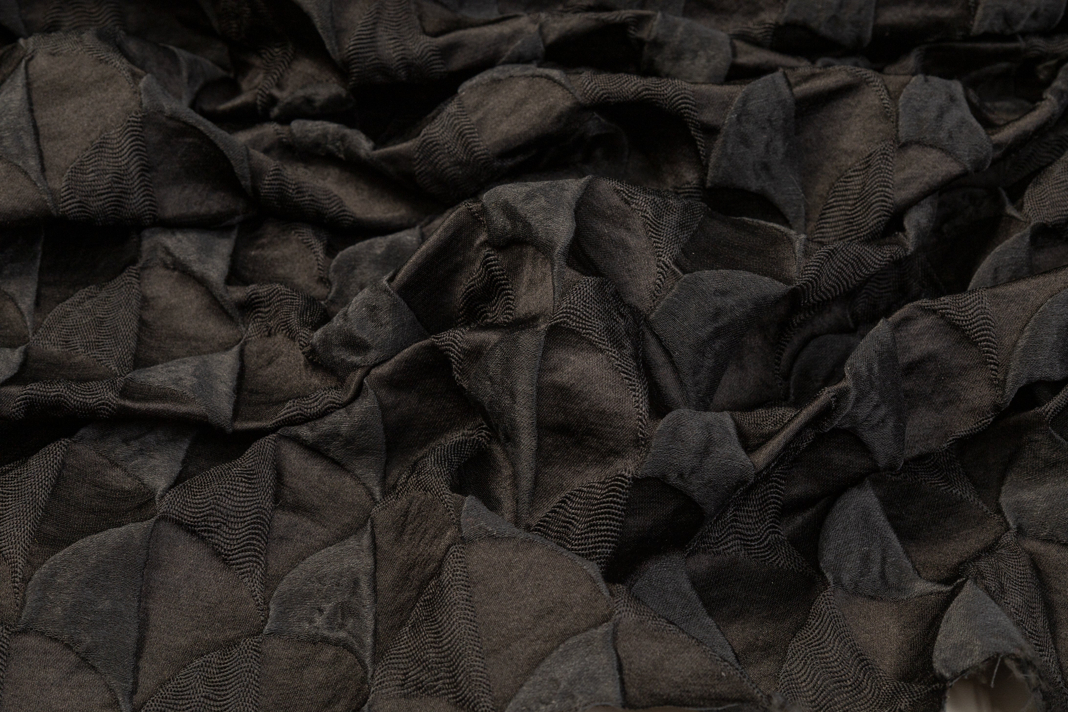 Textured Silk Viscose Brocade - Black