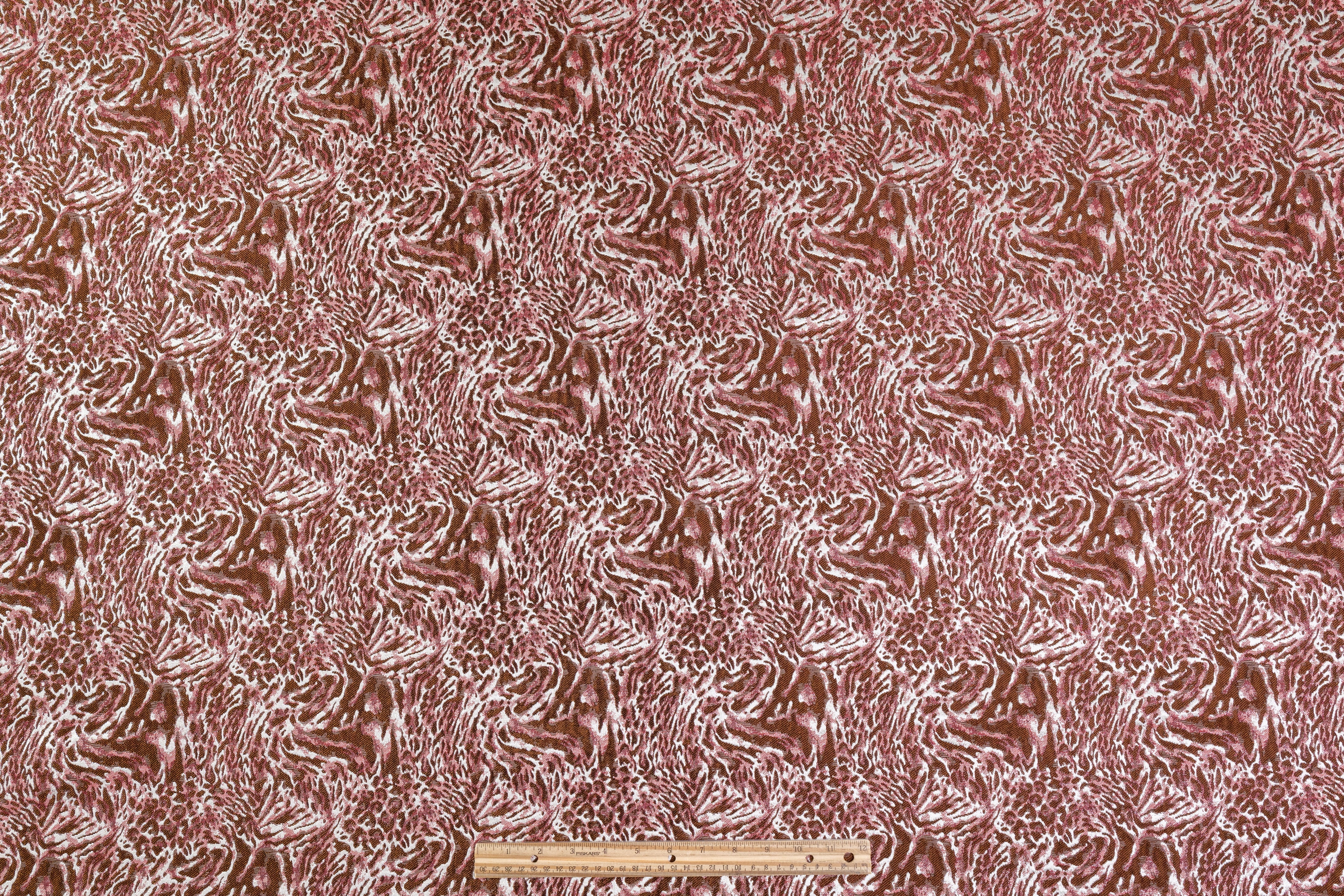Cheetah Metallic Italian Brocade - Burgundy / Brown