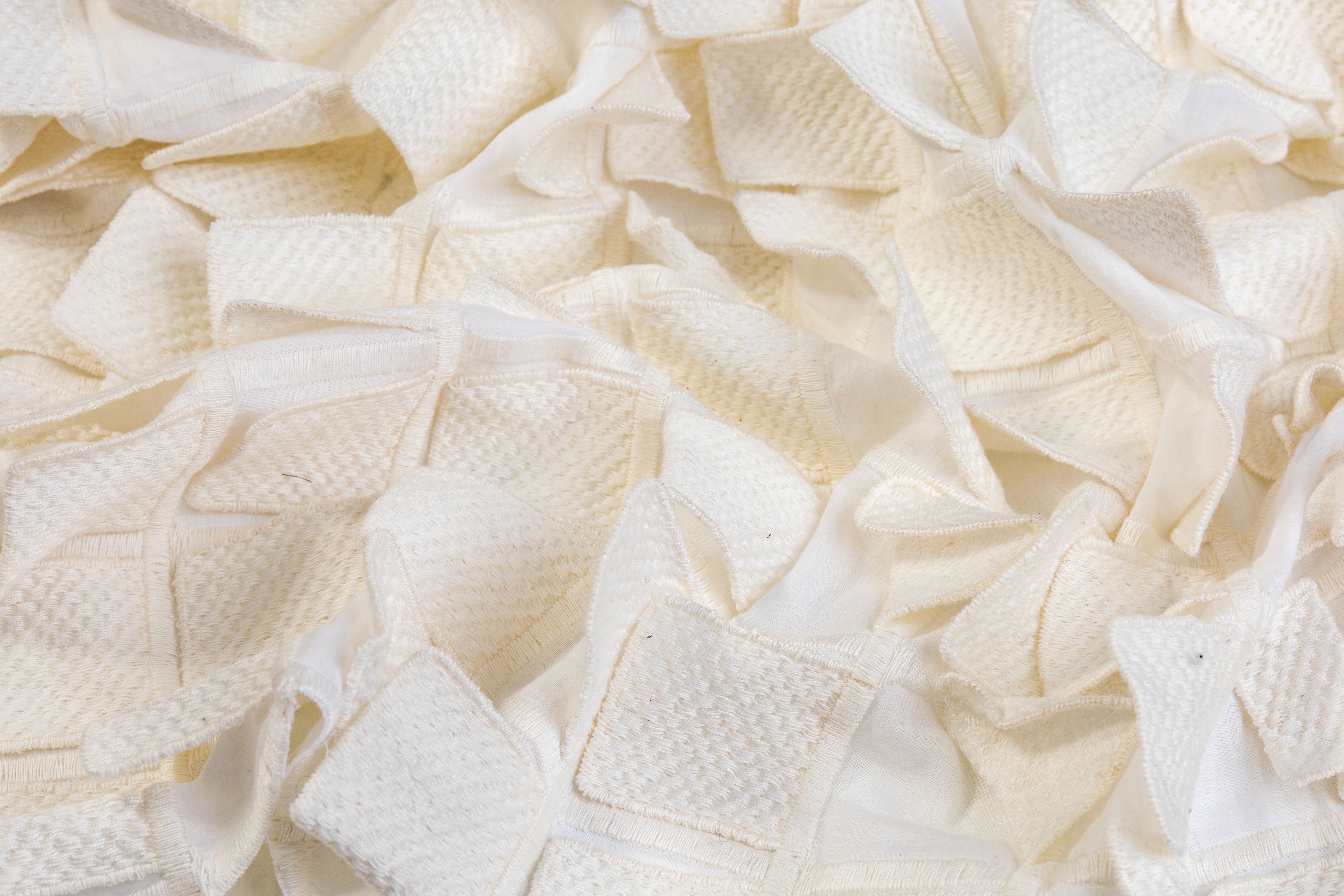 Square Patch Embroidered Cotton - Off White