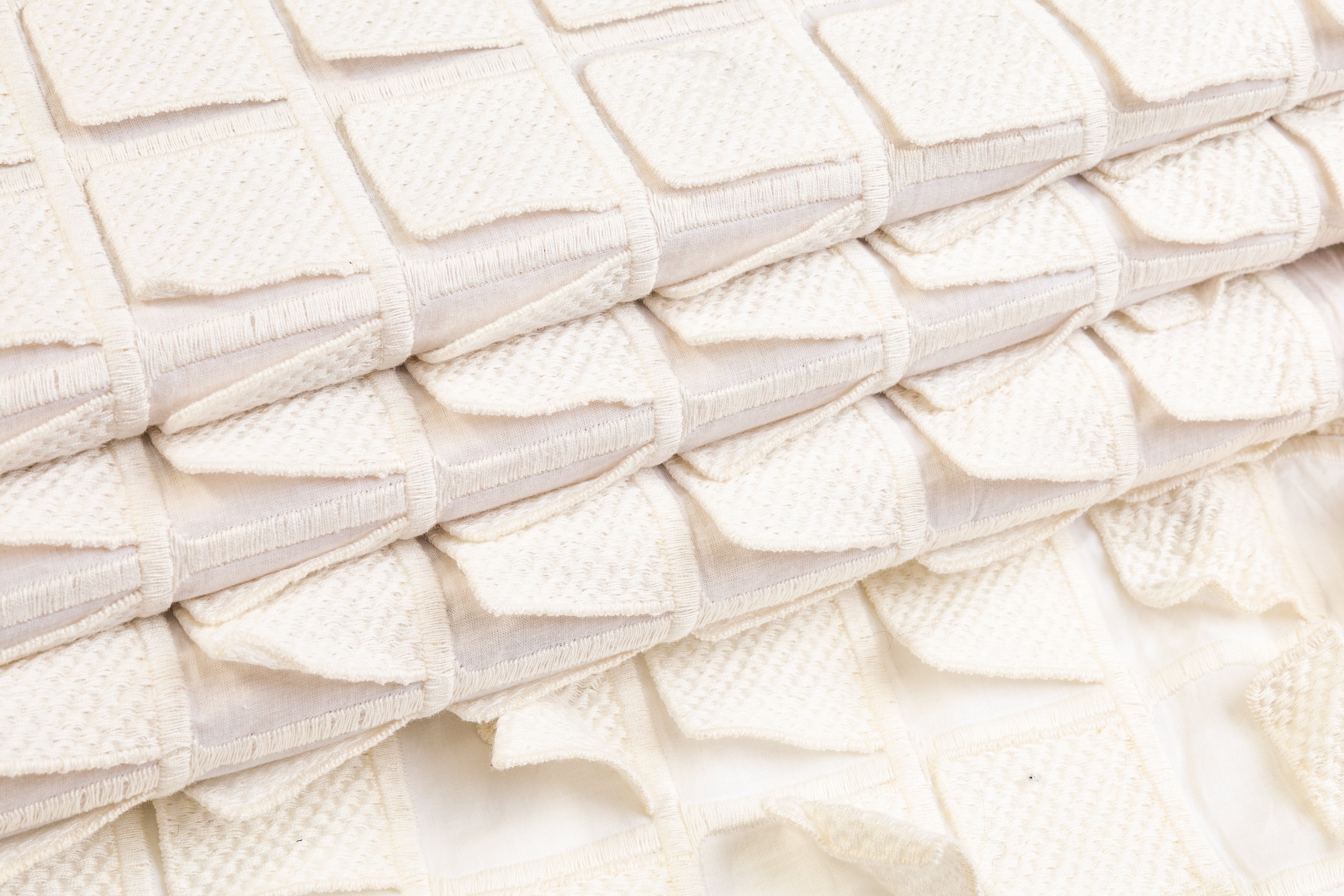 Square Patch Embroidered Cotton - Off White