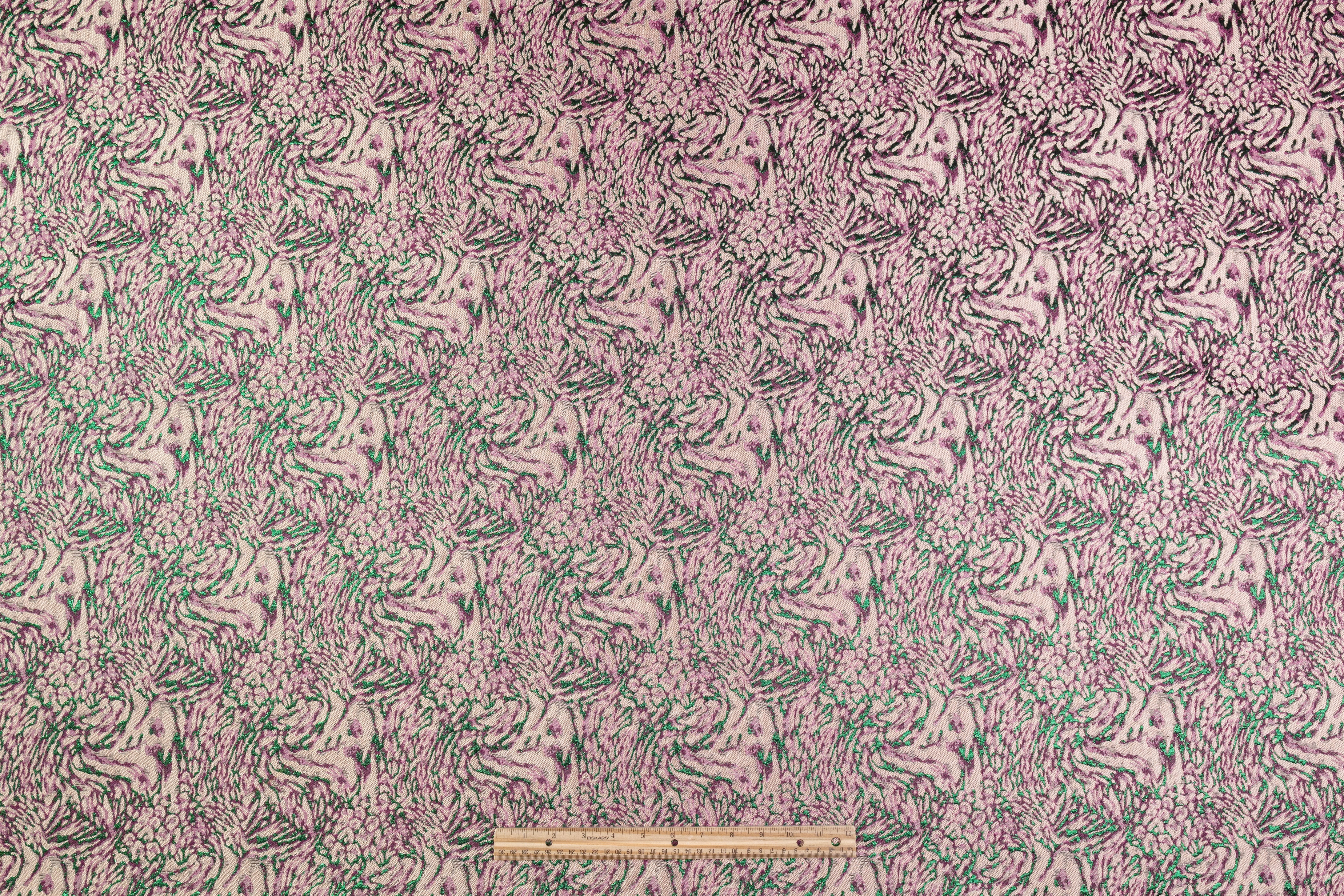 Cheetah Metallic Italian Brocade - Fuchsia / Green / Beige