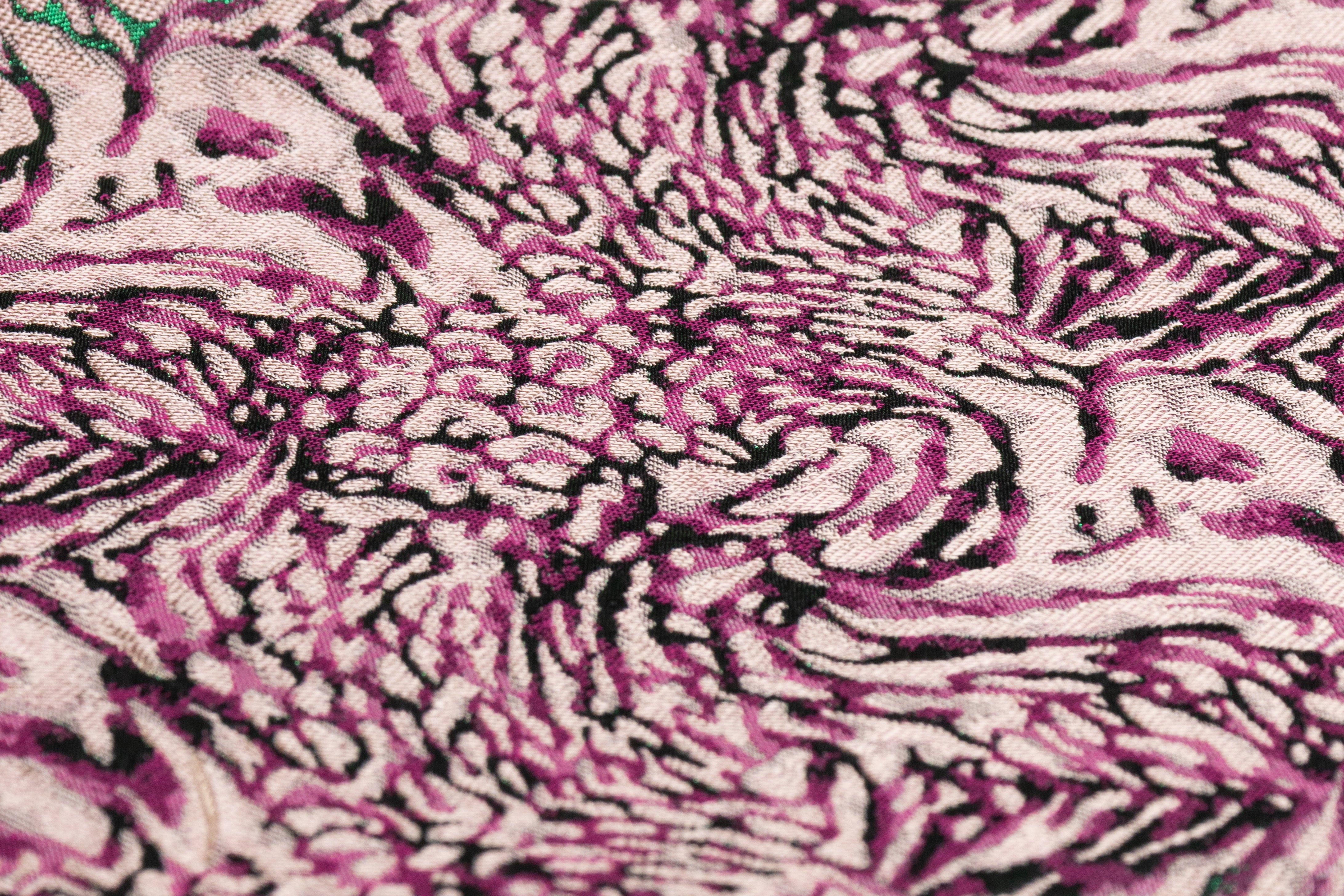 Cheetah Metallic Italian Brocade - Fuchsia / Green / Beige