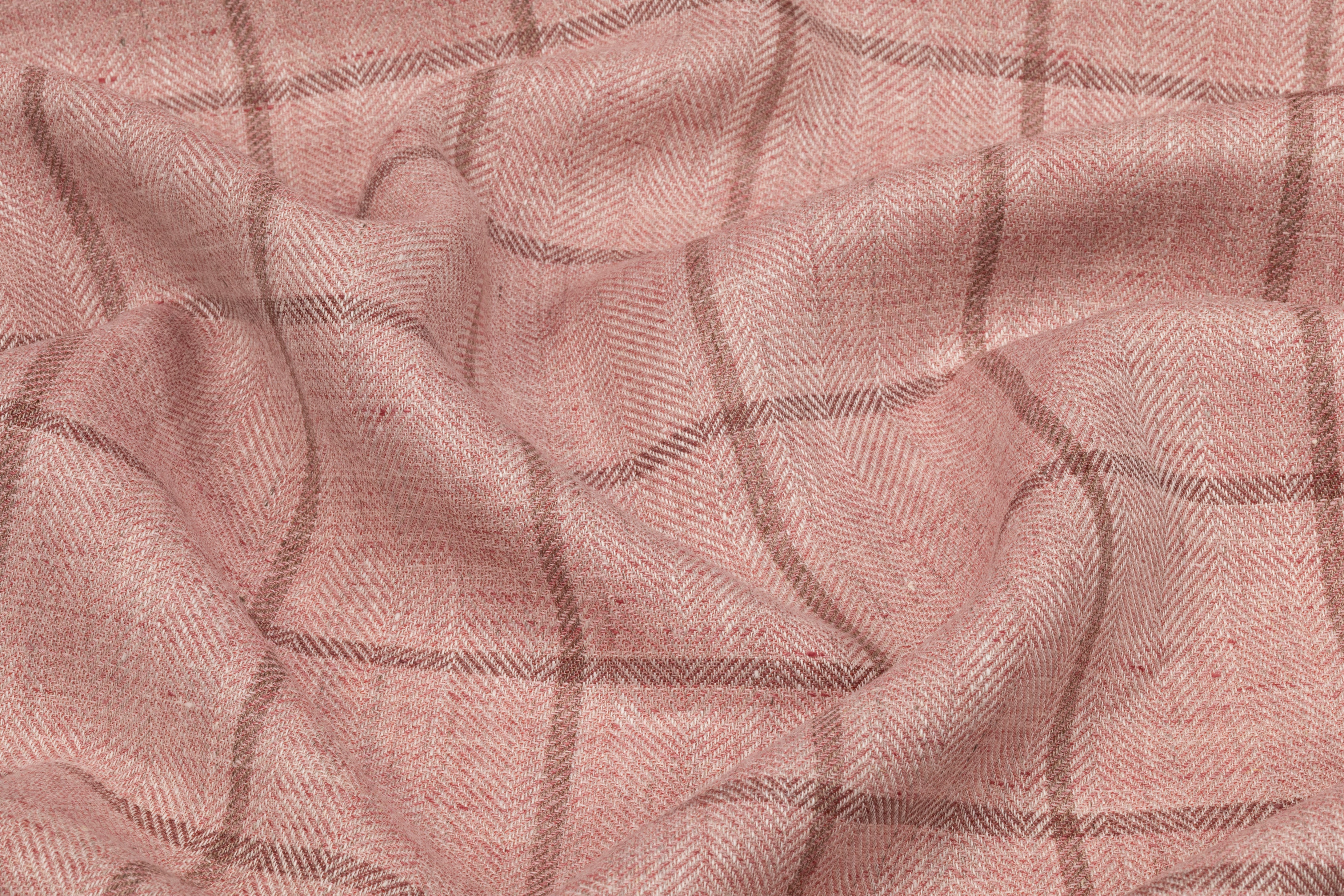 Windowpane Italian Wool Suiting - Rose Pink