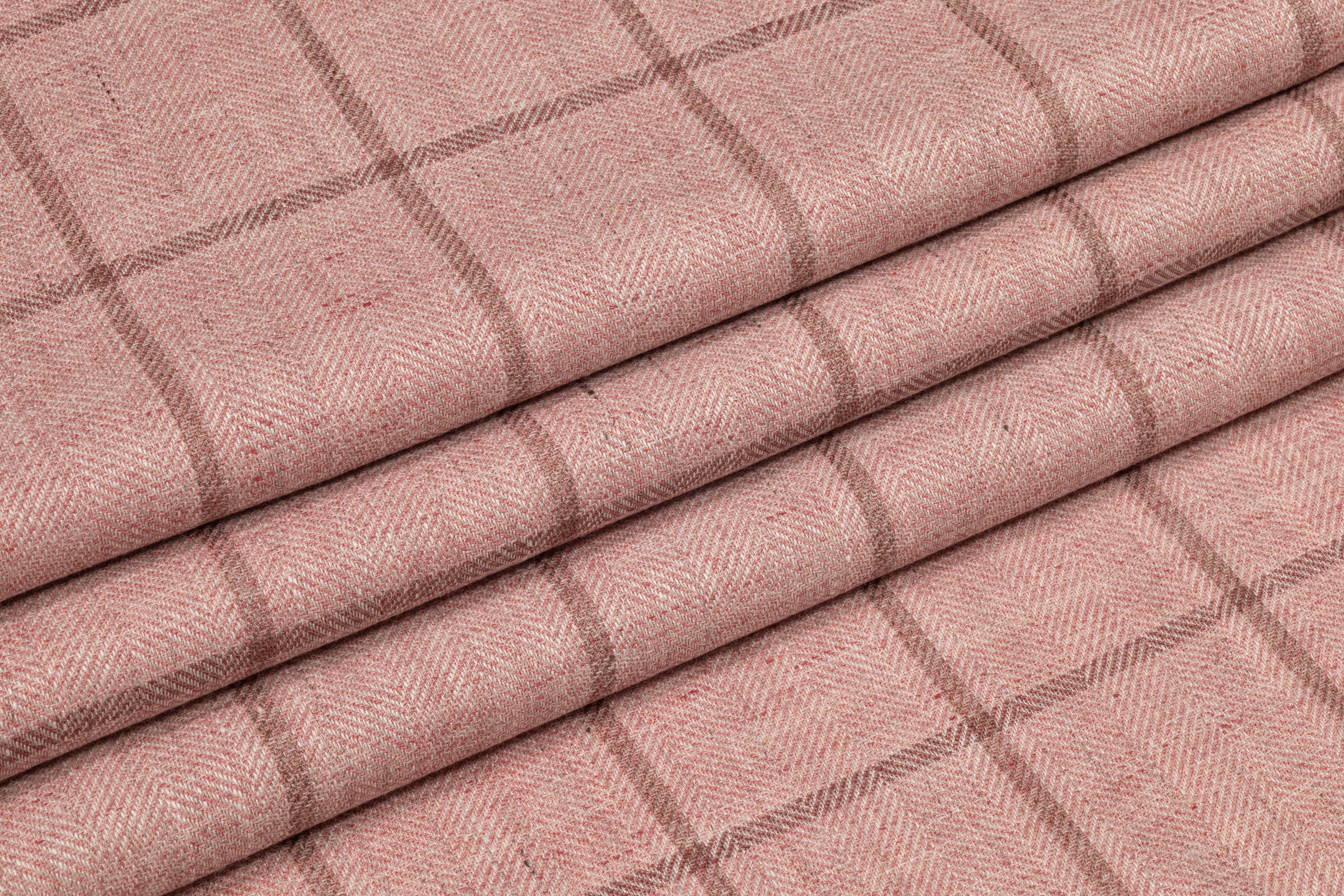 Windowpane Italian Wool Suiting - Rose Pink