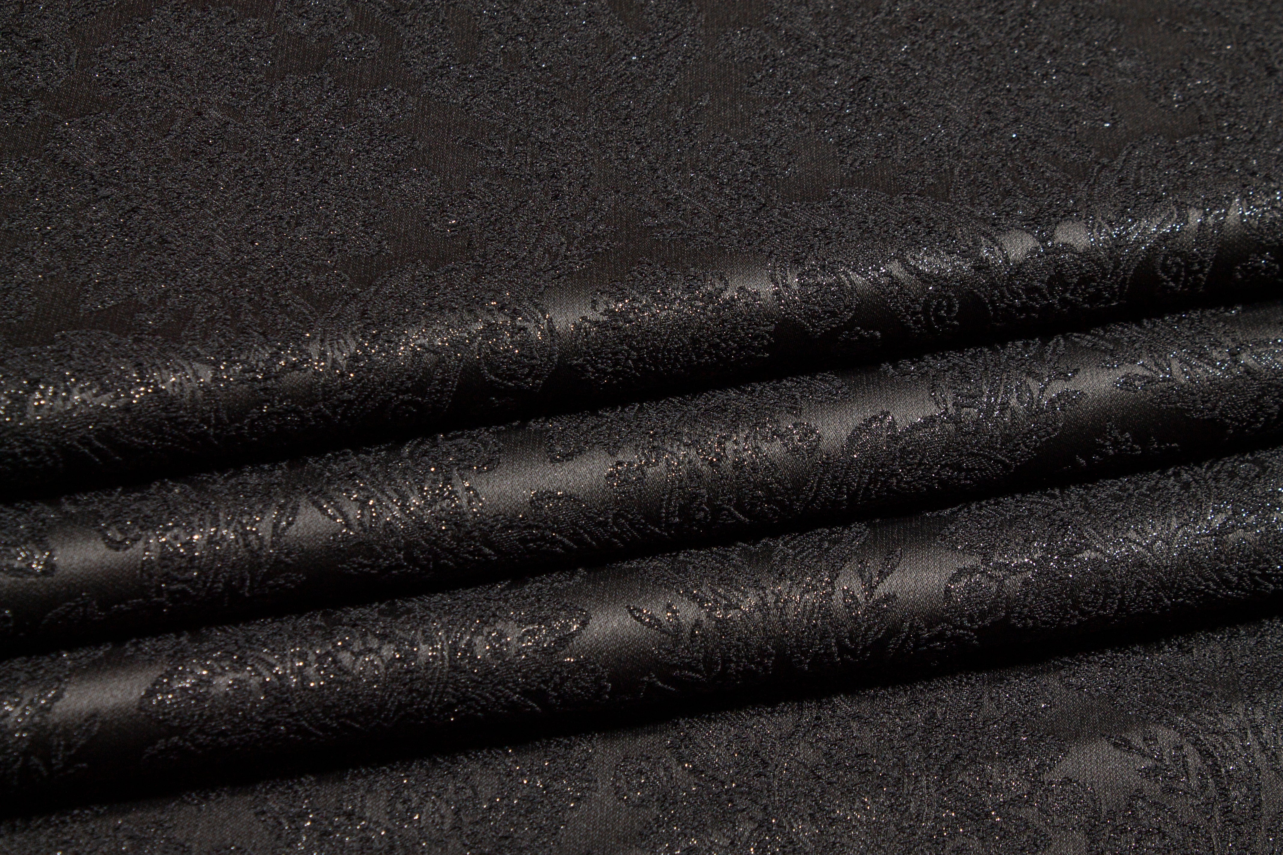 Metallic Damask Brocade - Black