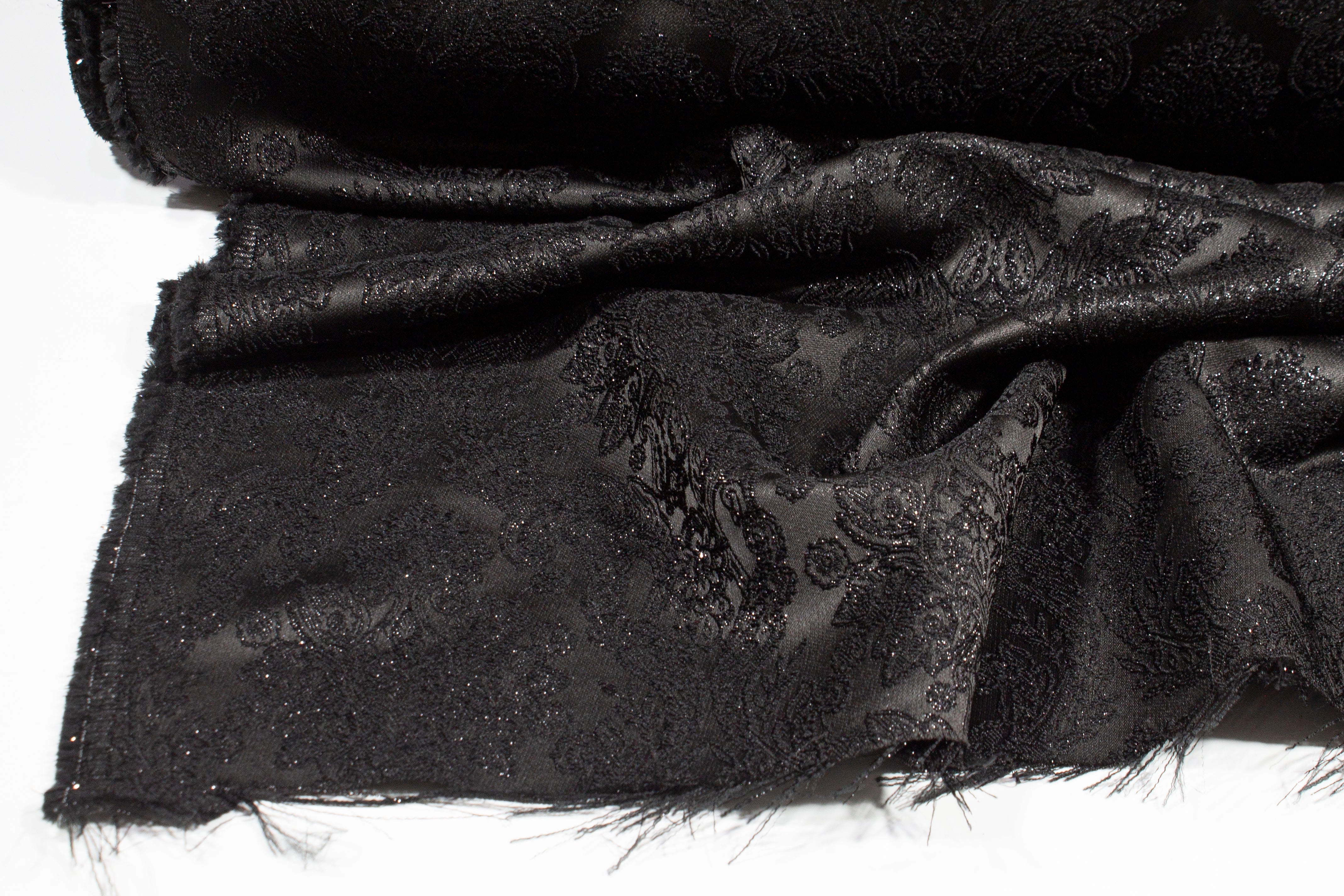 Metallic Damask Brocade - Black