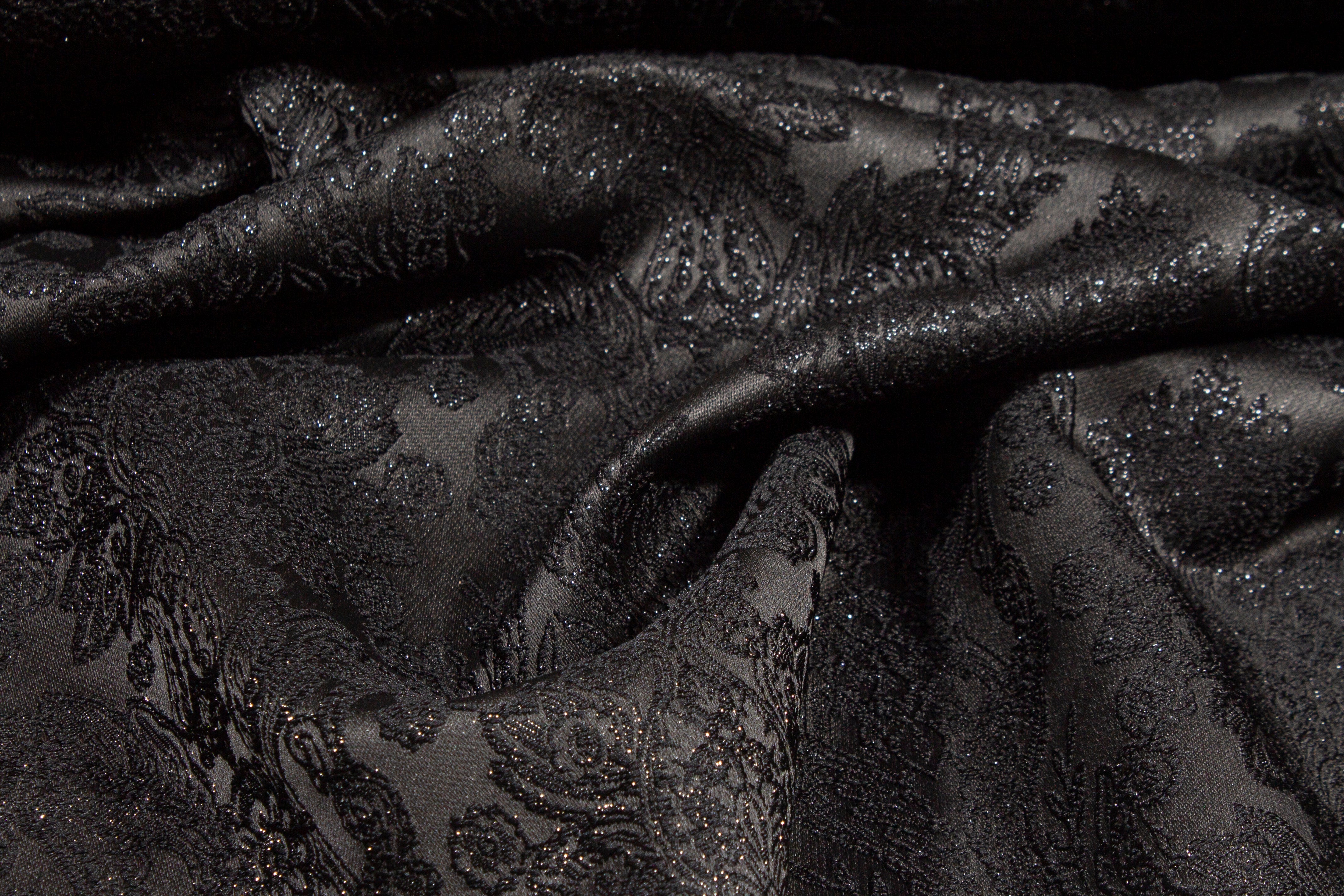Metallic Damask Brocade - Black