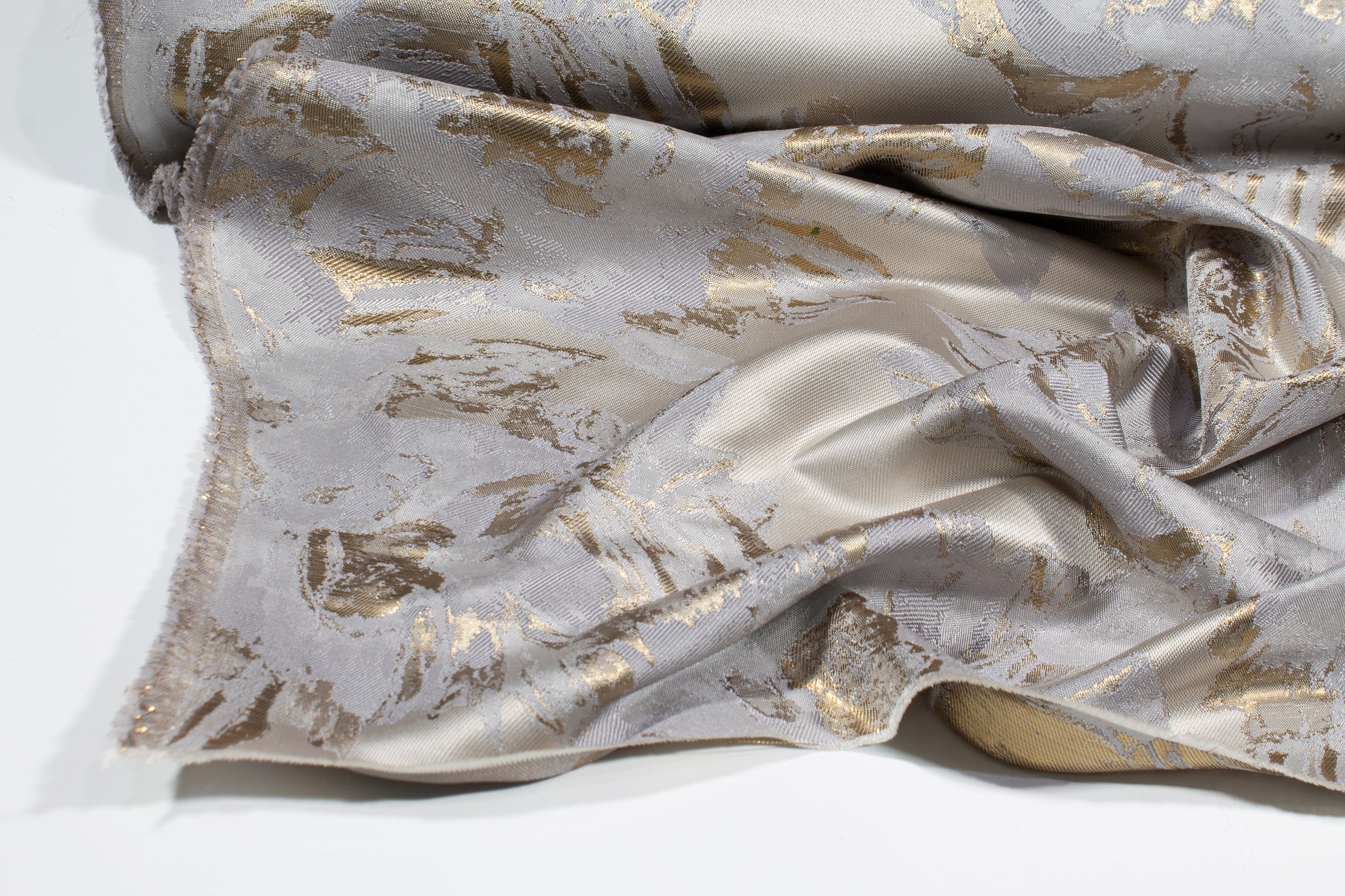 Floral Metallic Brocade - Platinum Gray, Gold, Silver