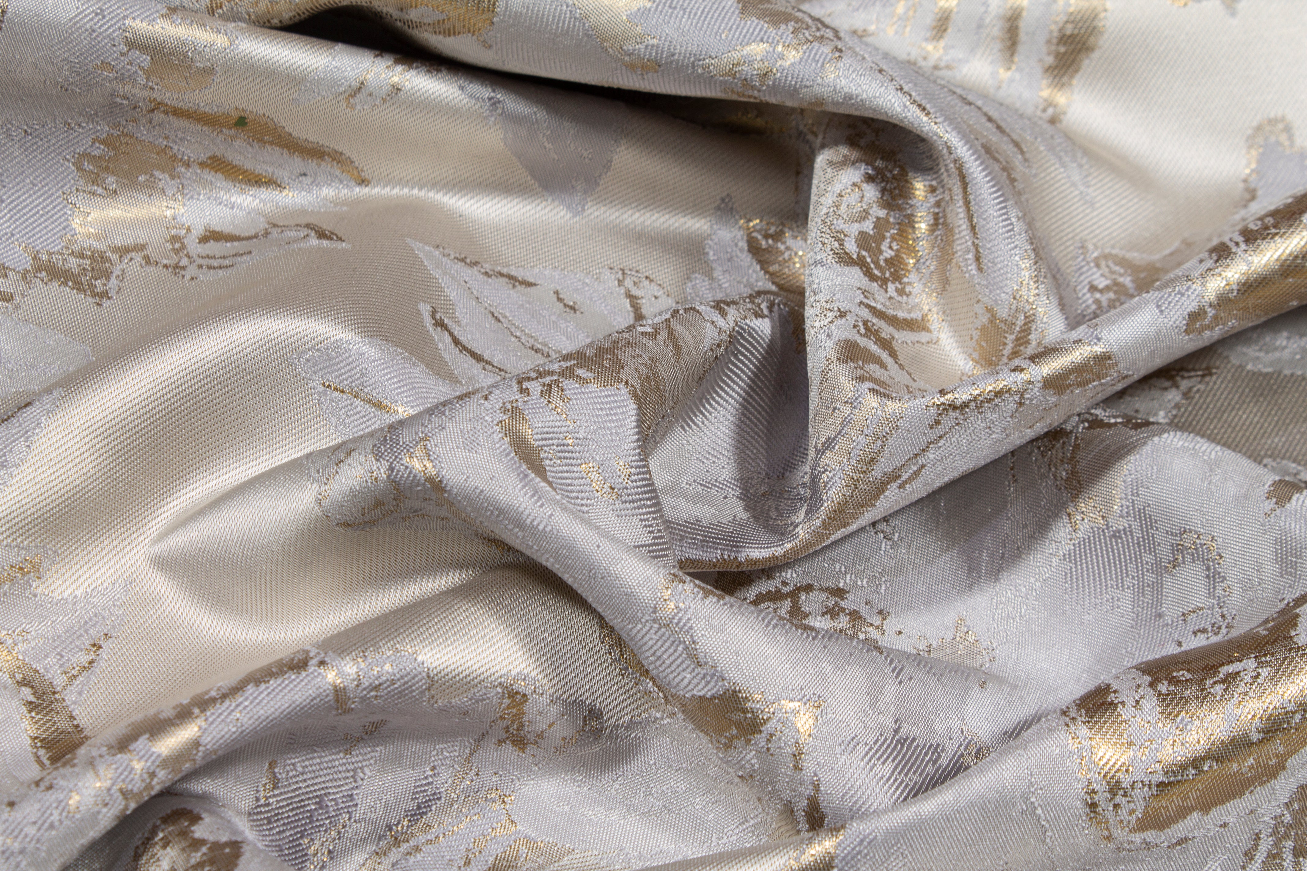 Floral Metallic Brocade - Platinum Gray, Gold, Silver