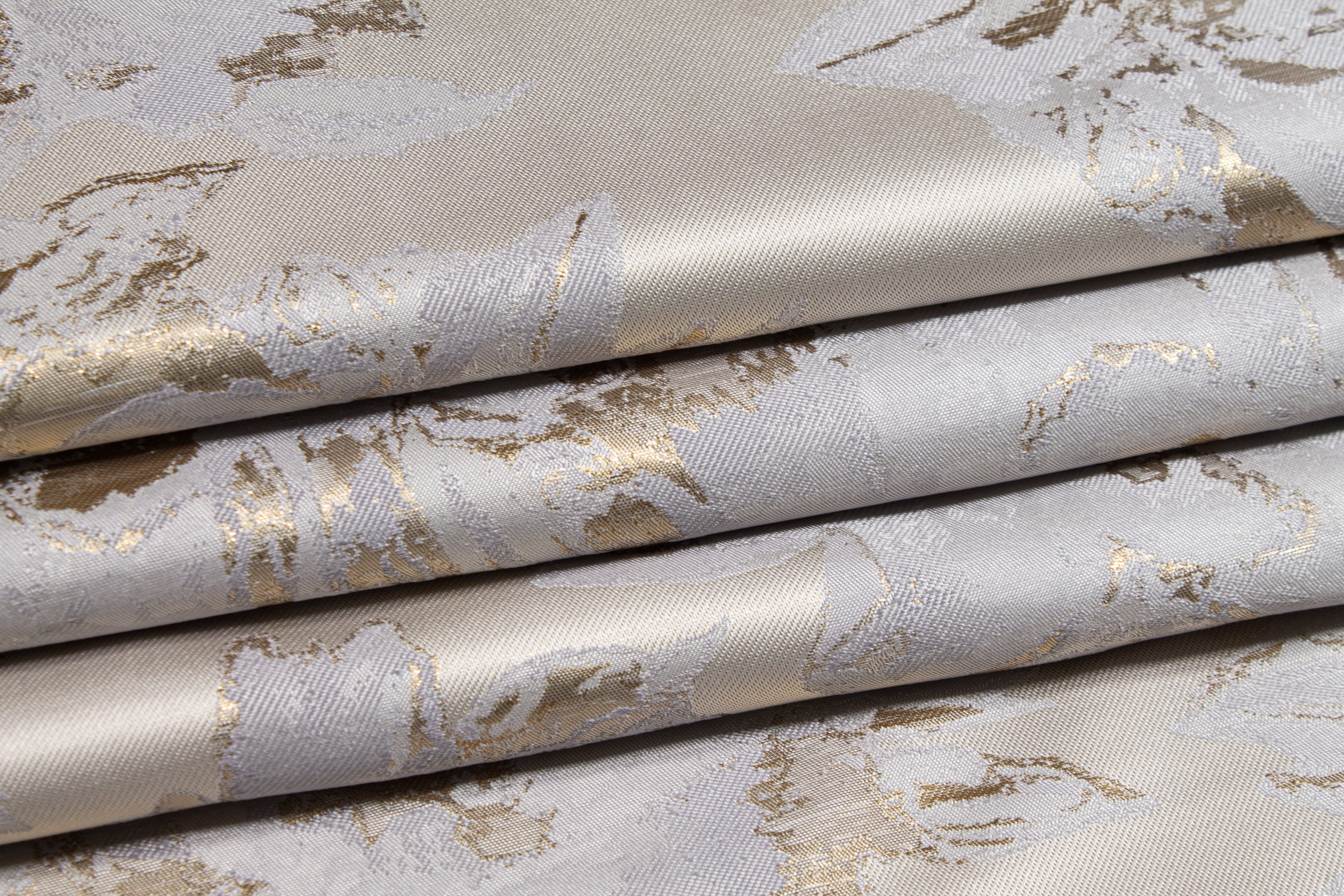 Floral Metallic Brocade - Platinum Gray, Gold, Silver