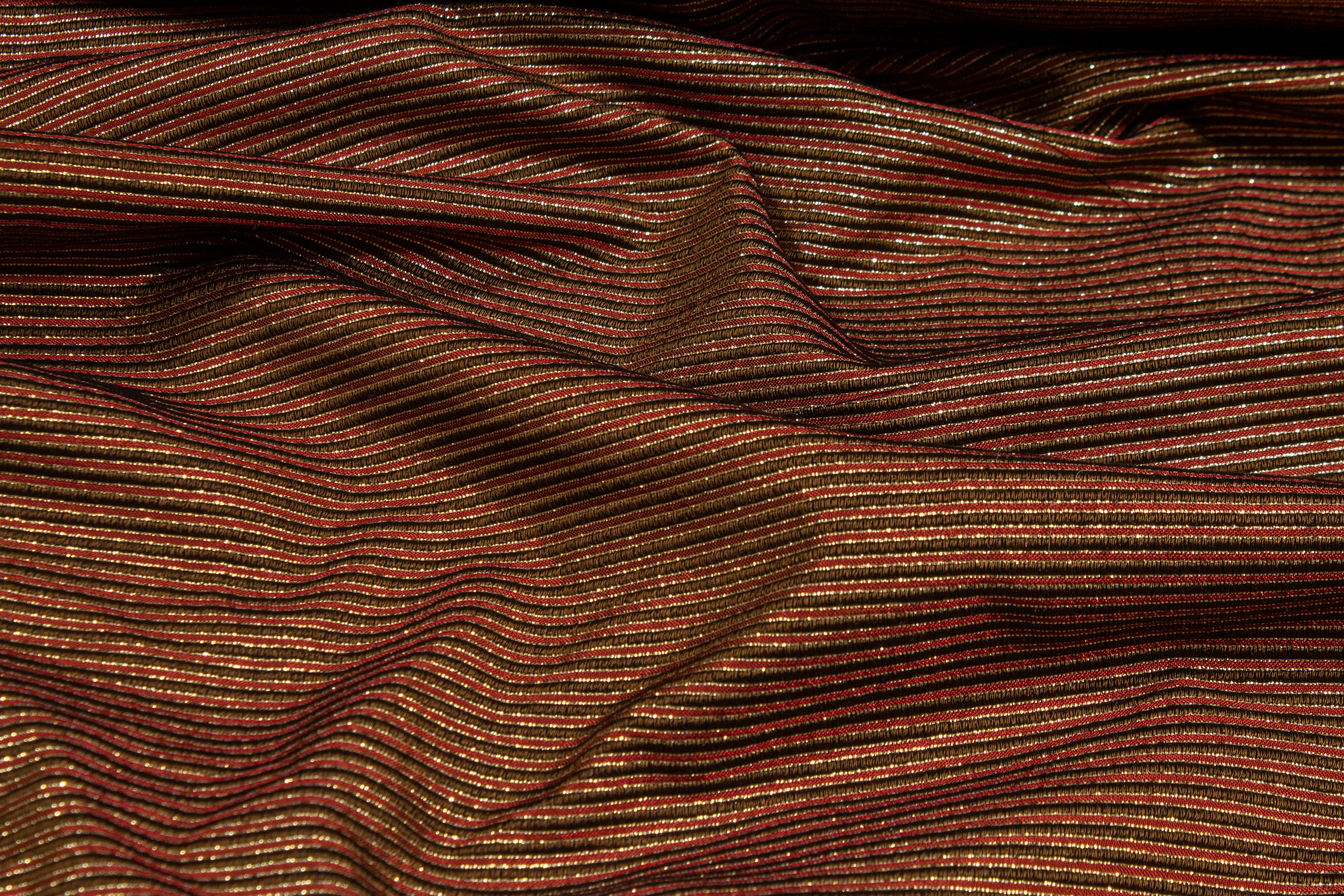 Metallic Striped Brocade - Burgundy and Bronze