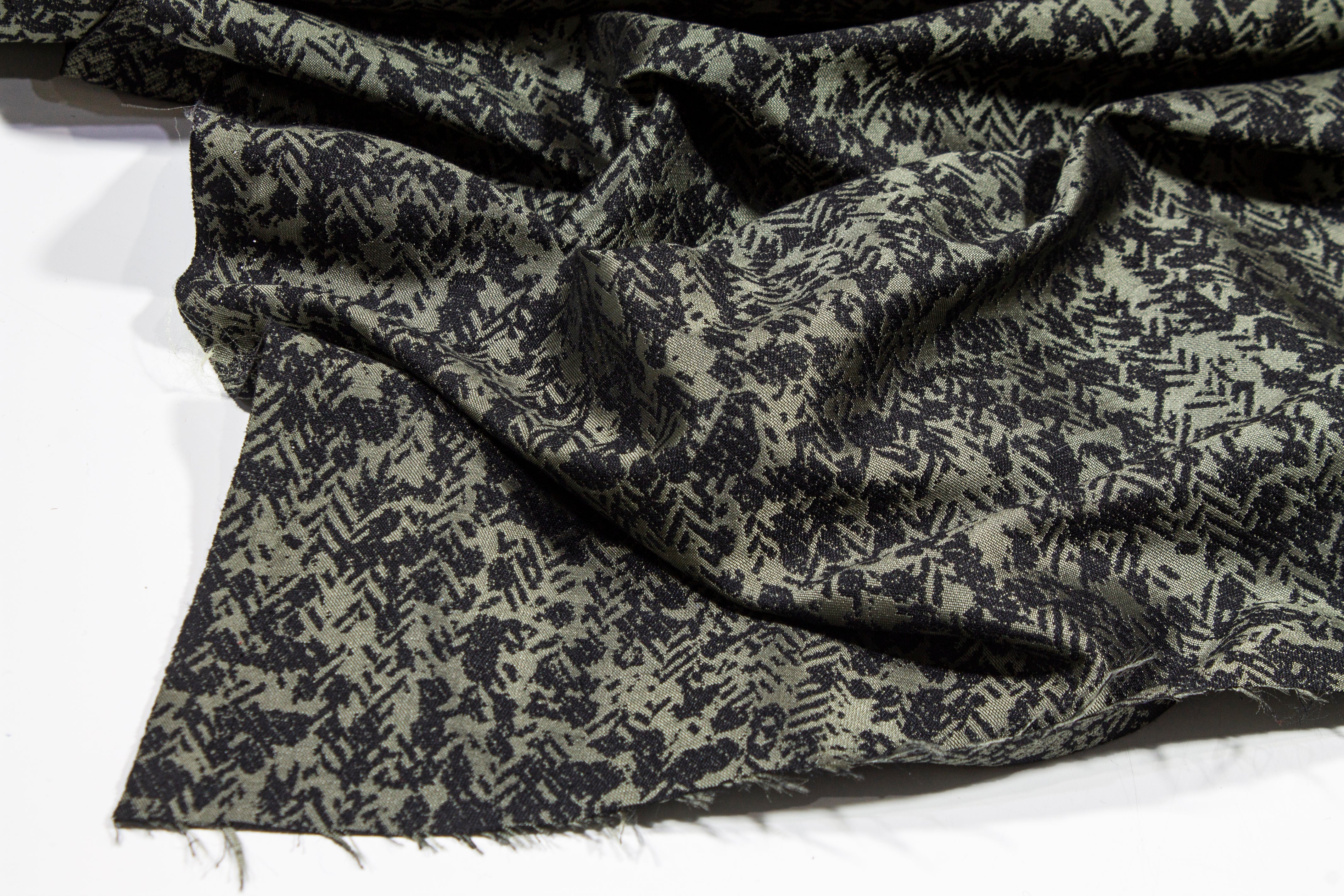 Abstract Jacquard - Khaki Green and Black