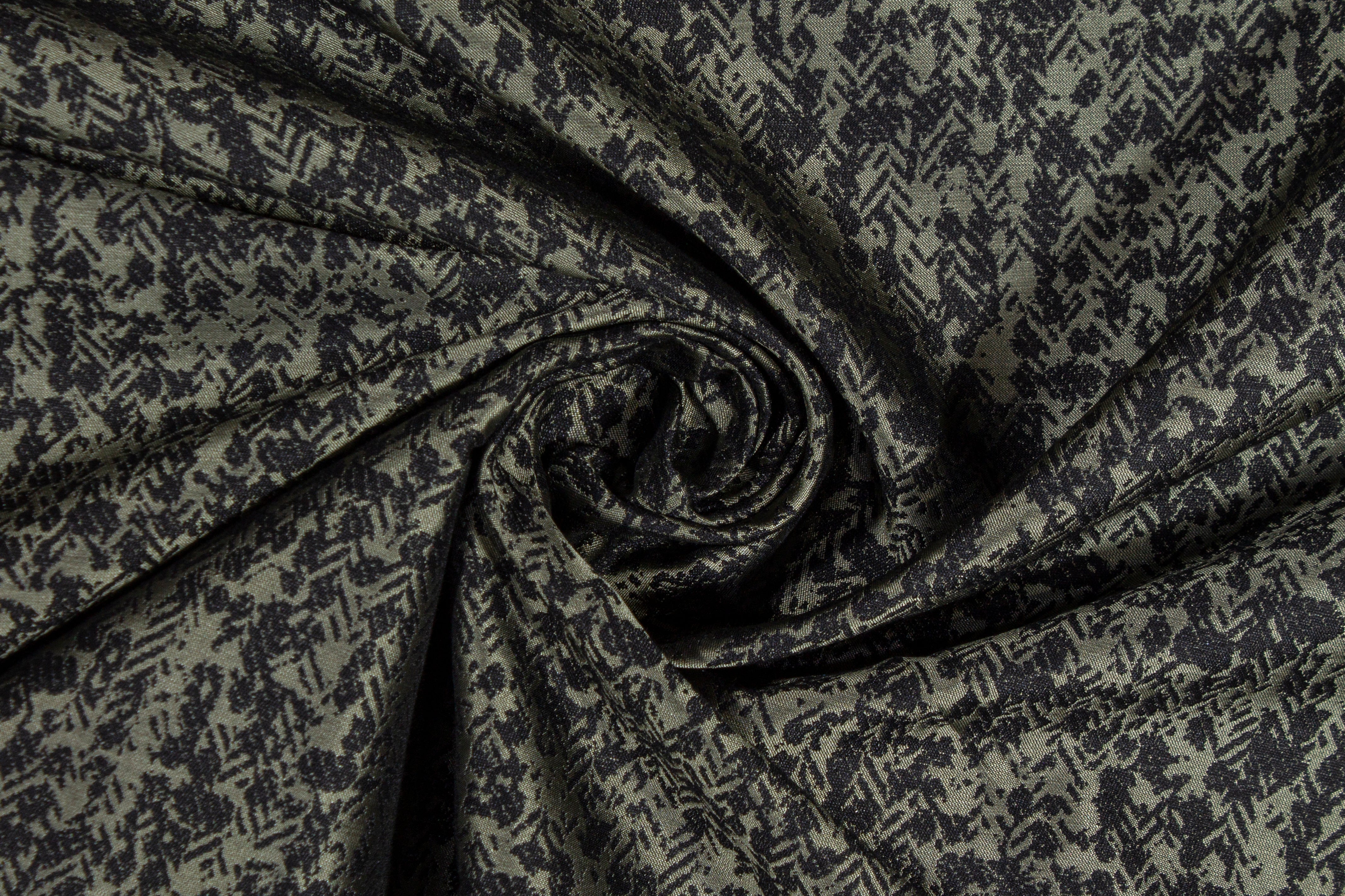 Abstract Jacquard - Khaki Green and Black