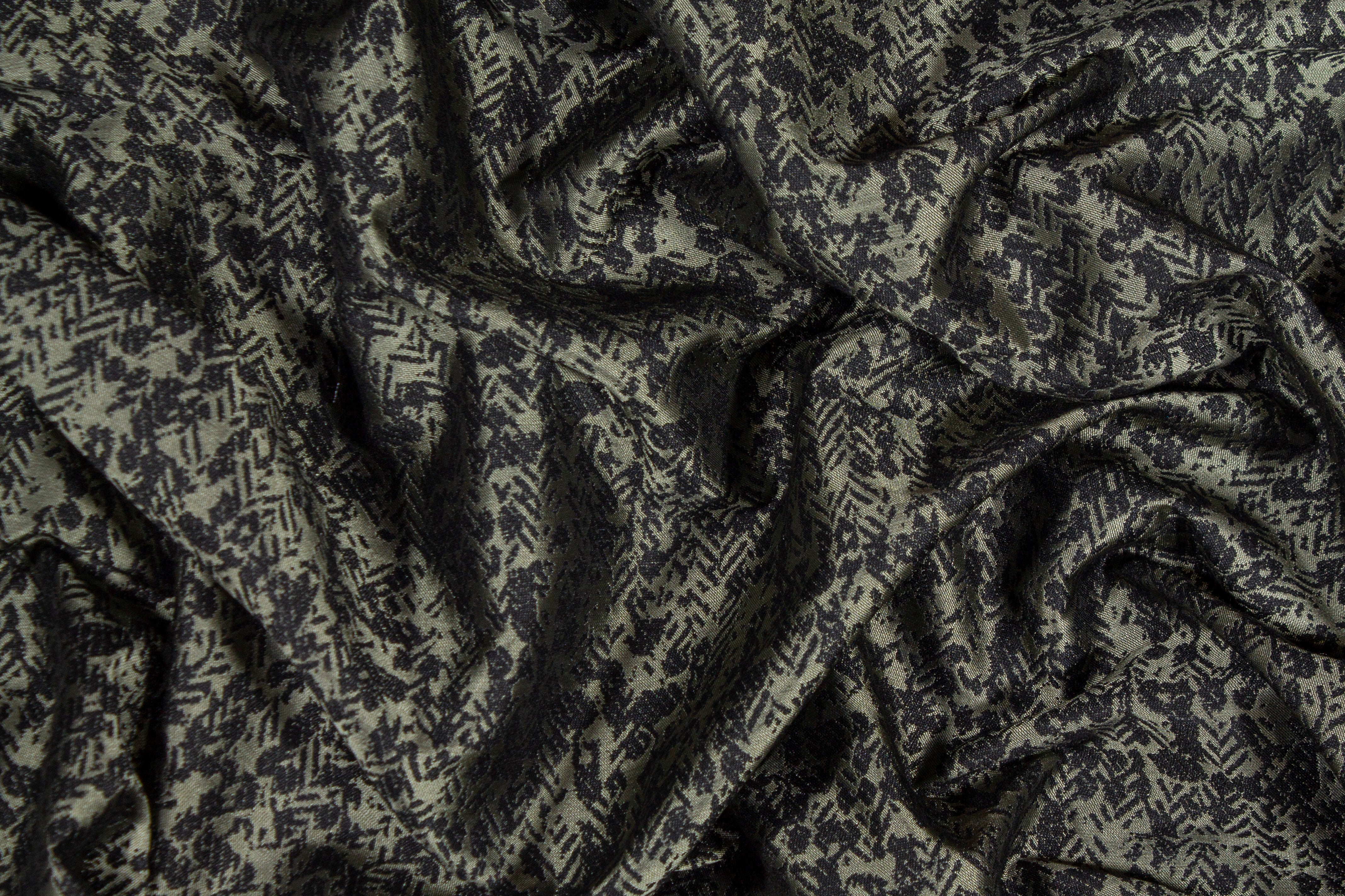 Abstract Jacquard - Khaki Green and Black
