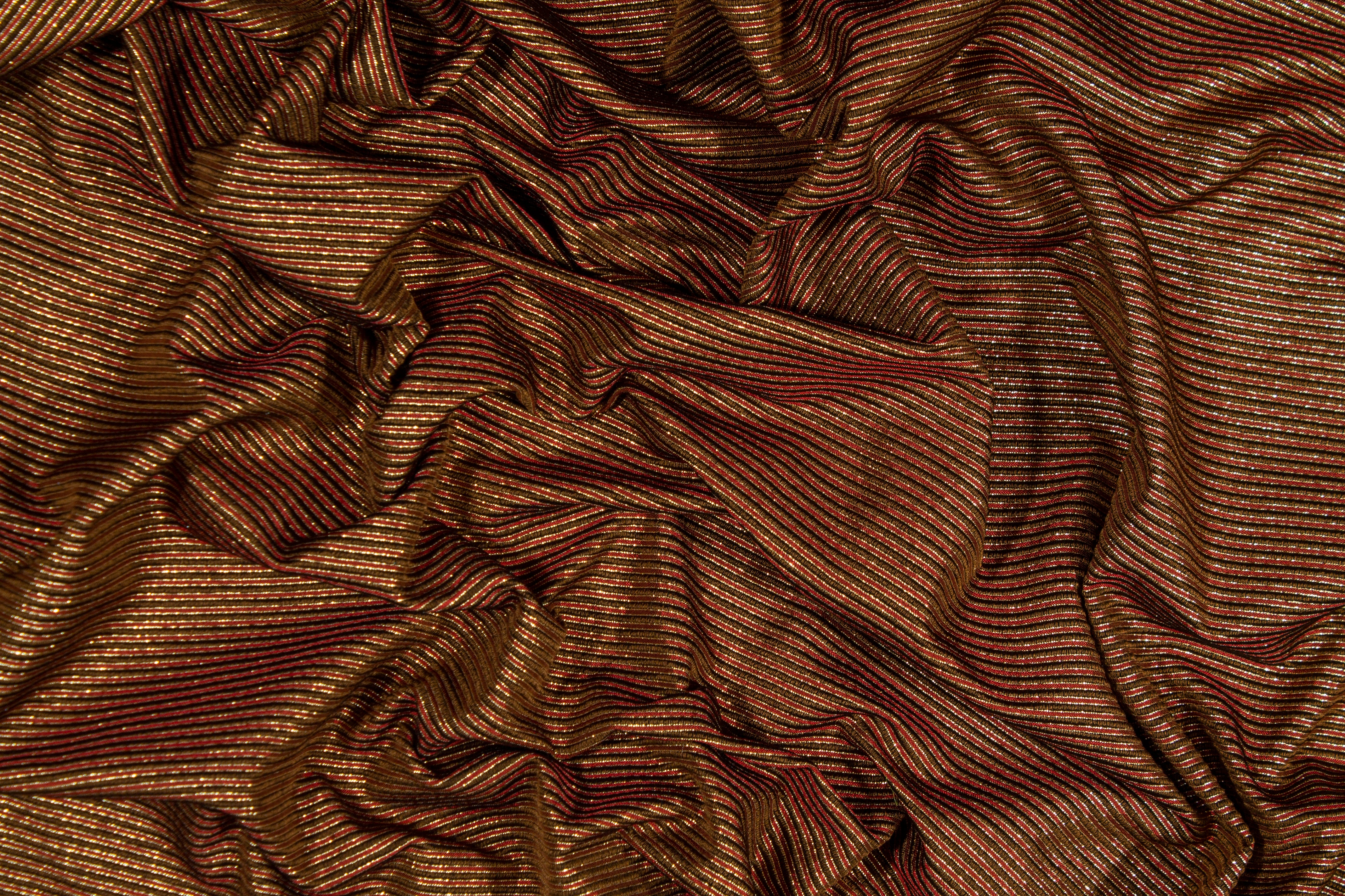 Metallic Striped Brocade - Burgundy and Bronze