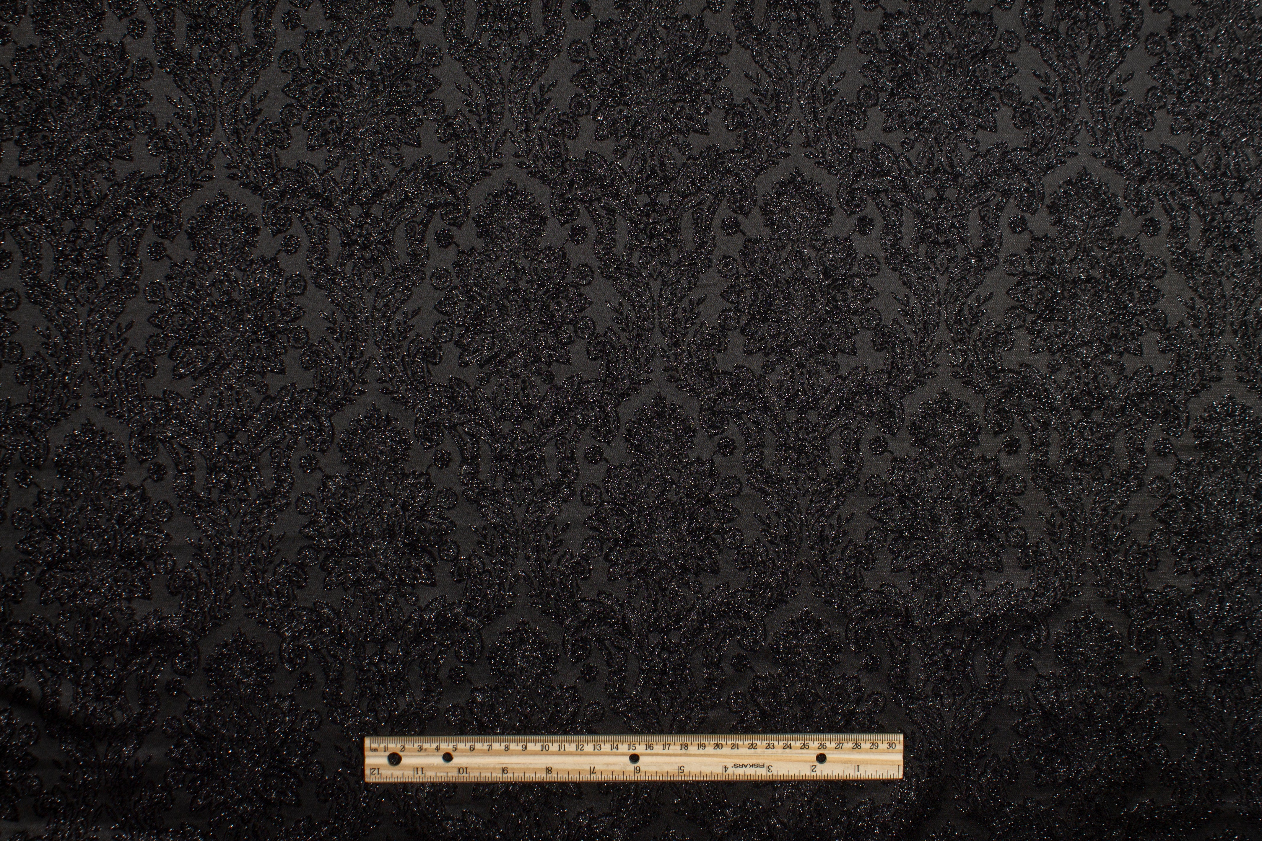 Metallic Damask Brocade - Black