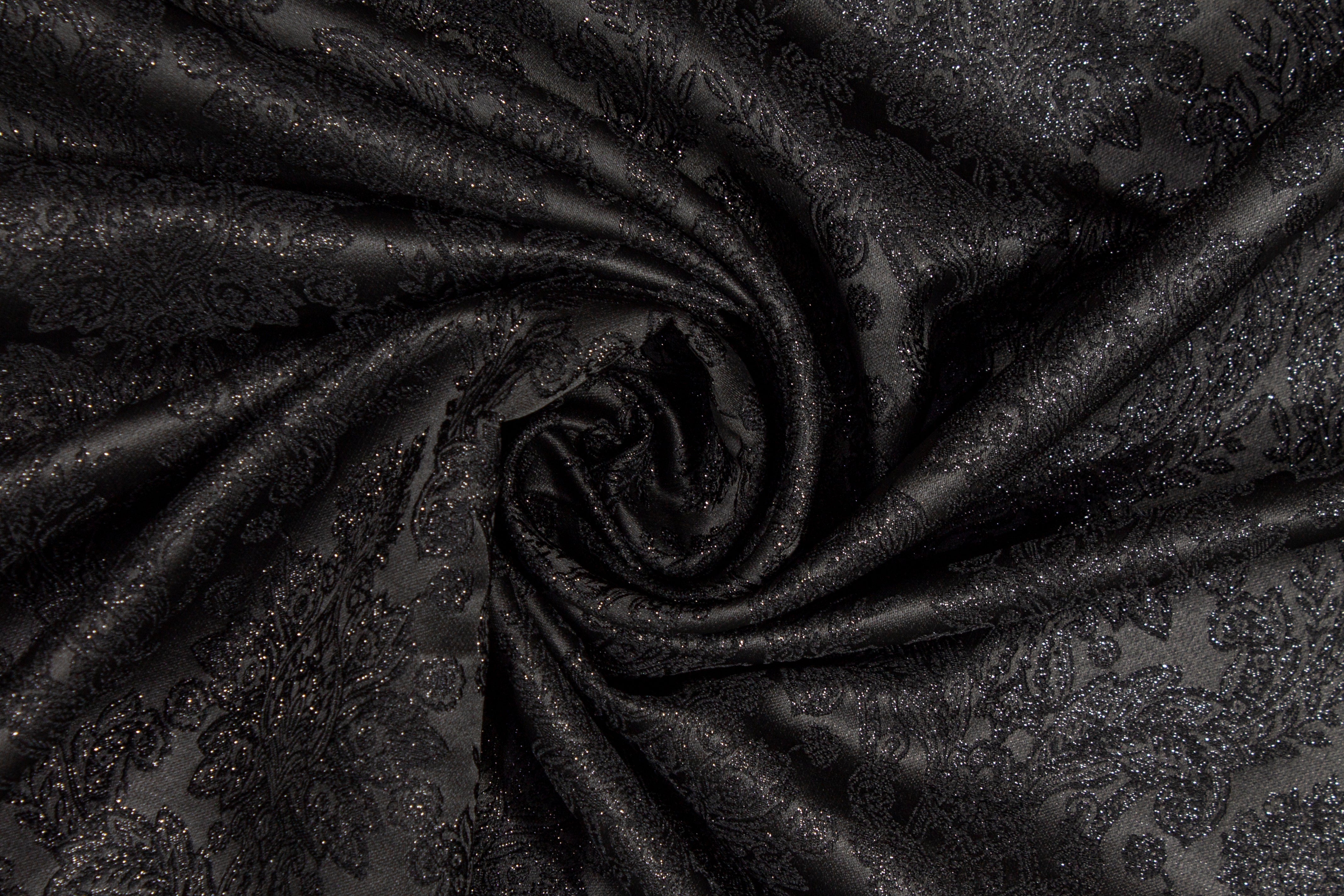Metallic Damask Brocade - Black