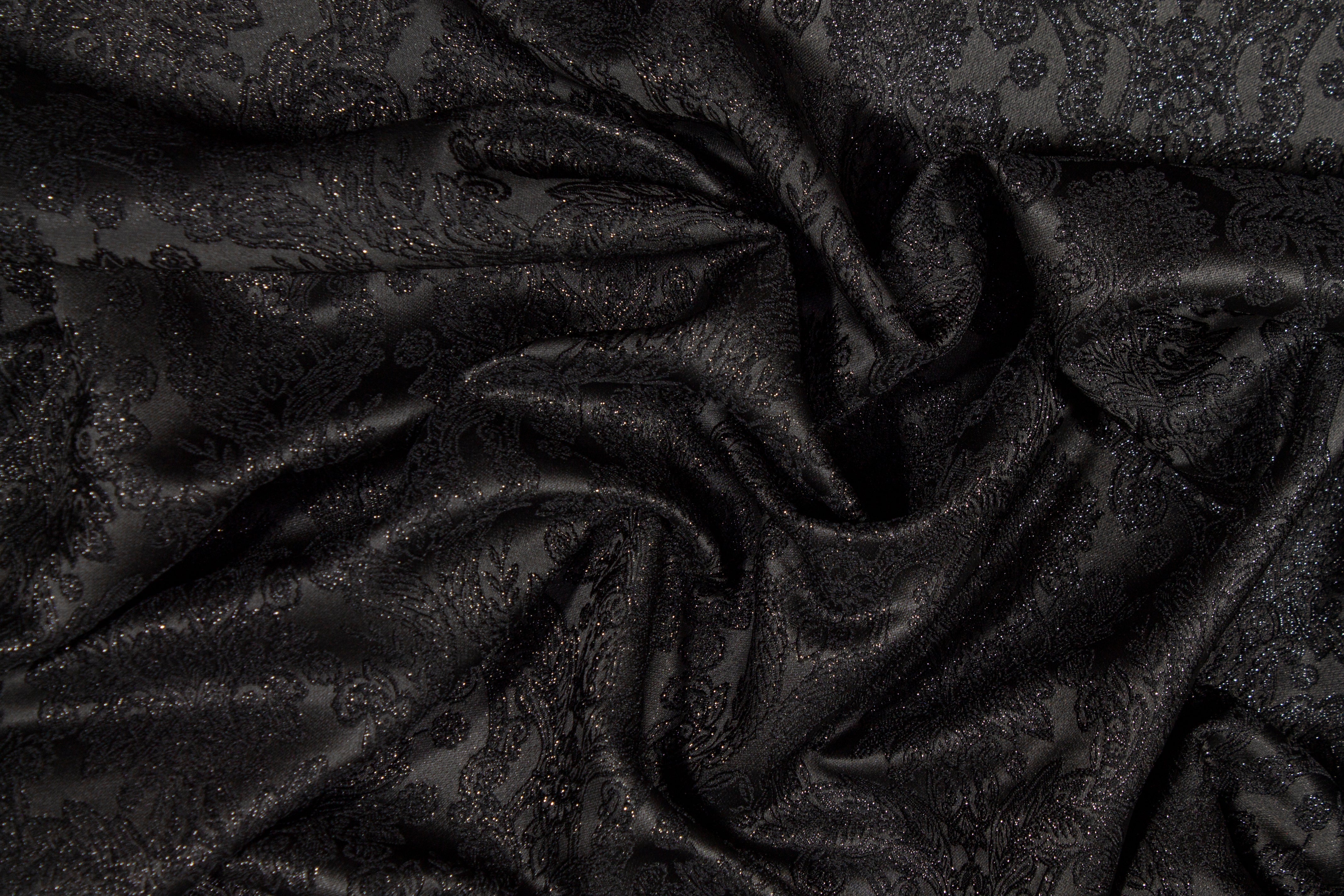 Metallic Damask Brocade - Black