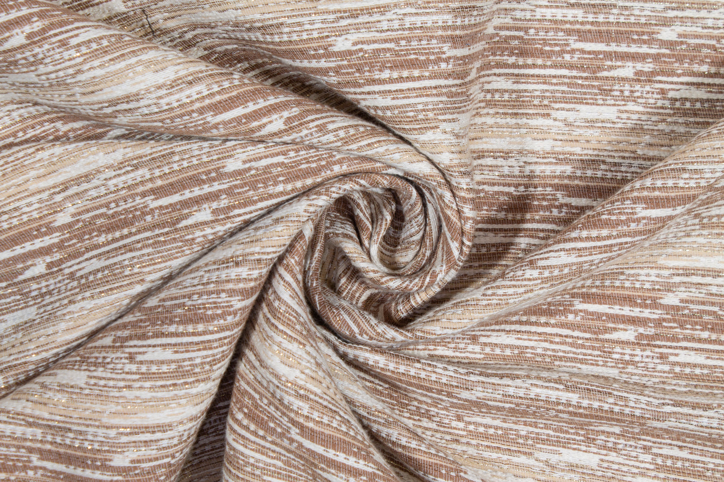 Metallic Poly Cotton Tweed - Khaki Brown