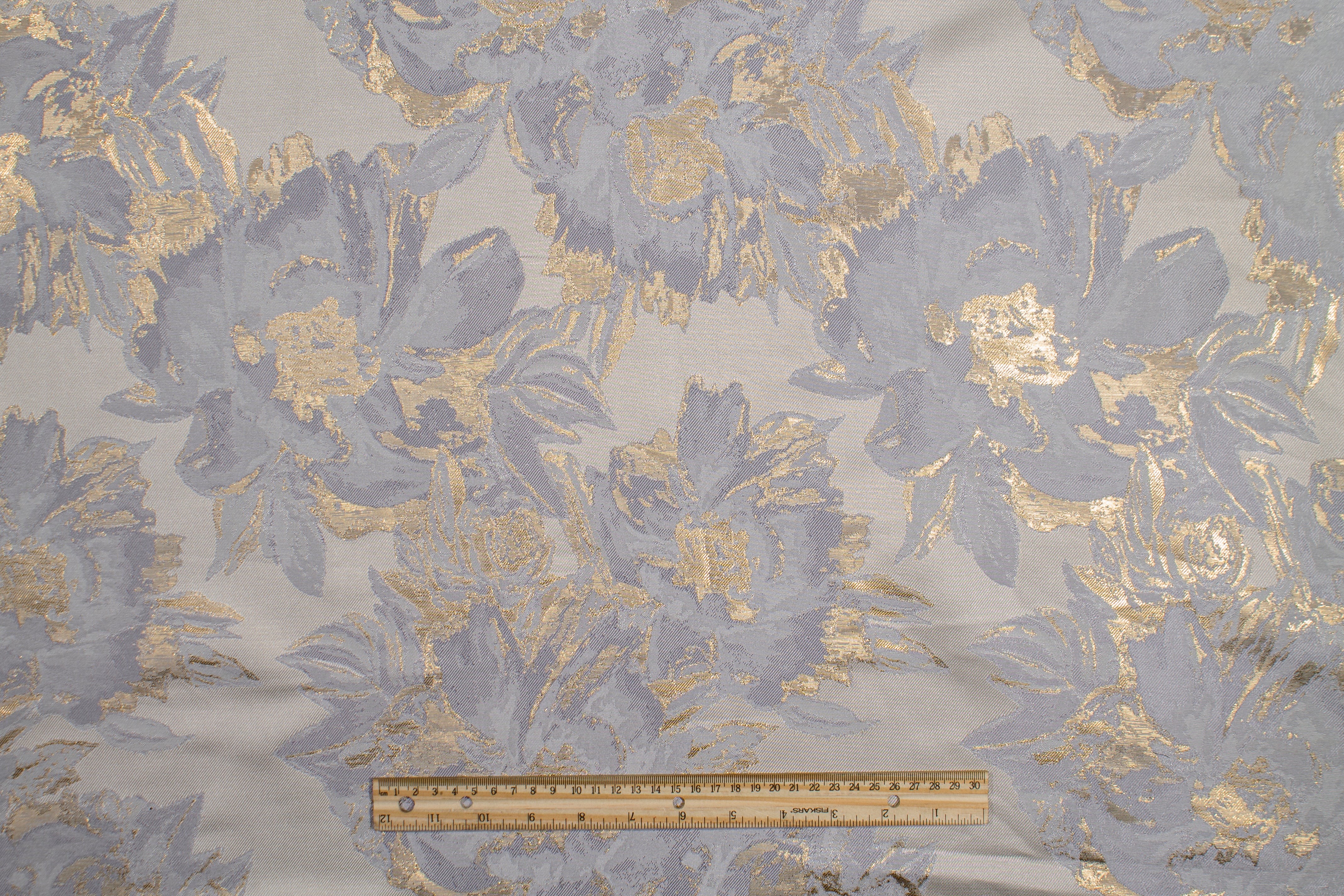Floral Metallic Brocade - Platinum Gray, Gold, Silver