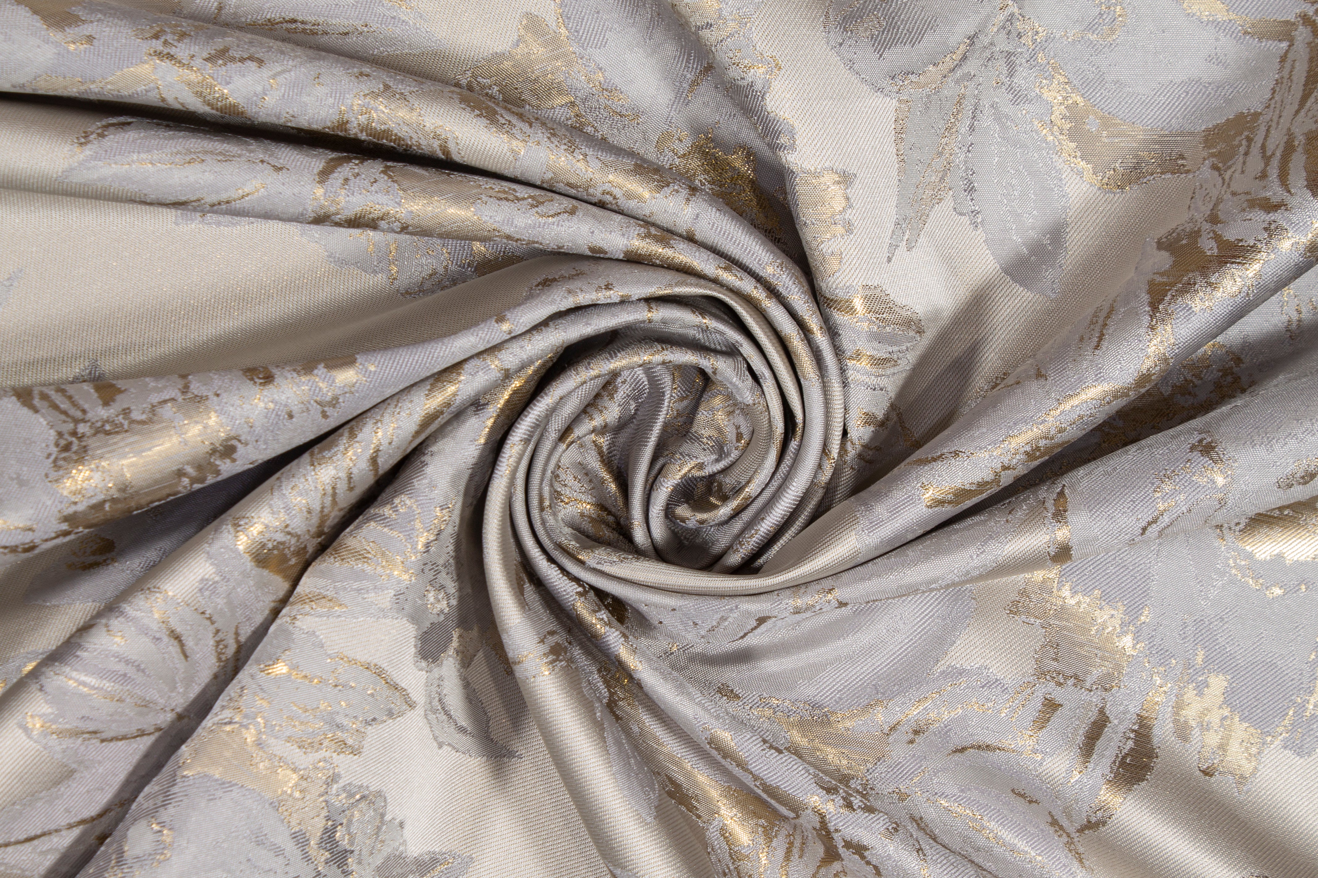 Floral Metallic Brocade - Platinum Gray, Gold, Silver