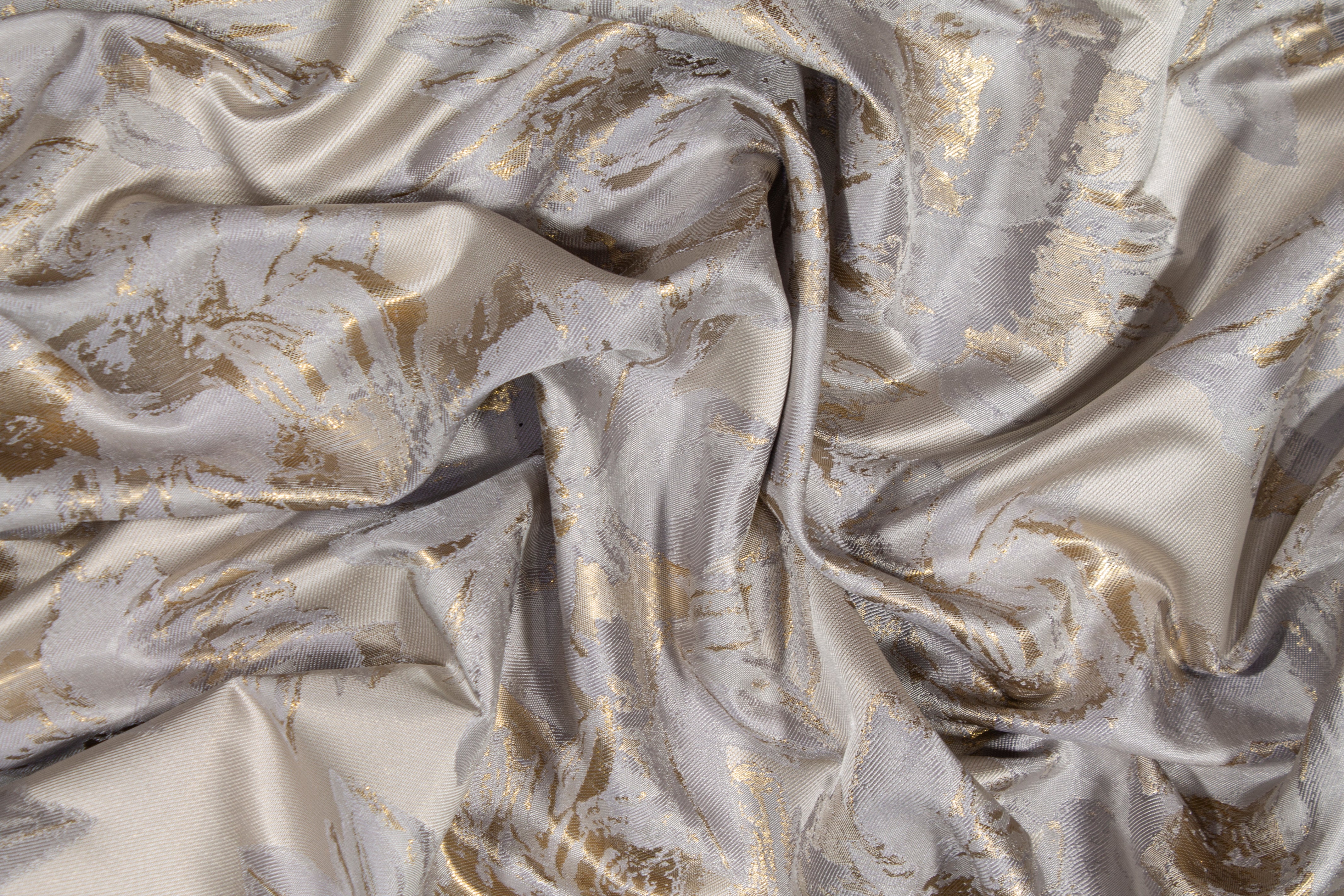 Floral Metallic Brocade - Platinum Gray, Gold, Silver