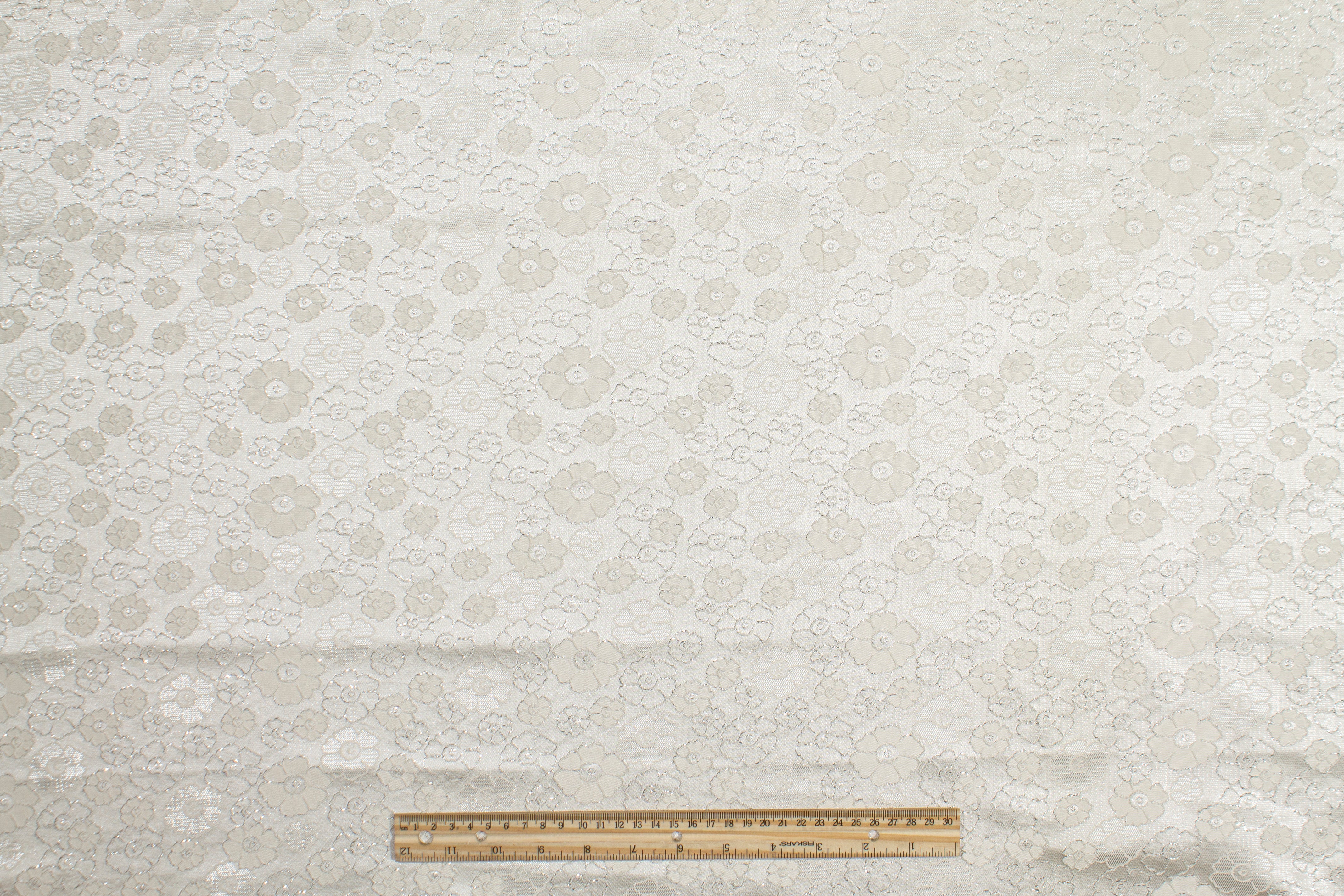 Floral Metallic Brocade - Off White and Silver