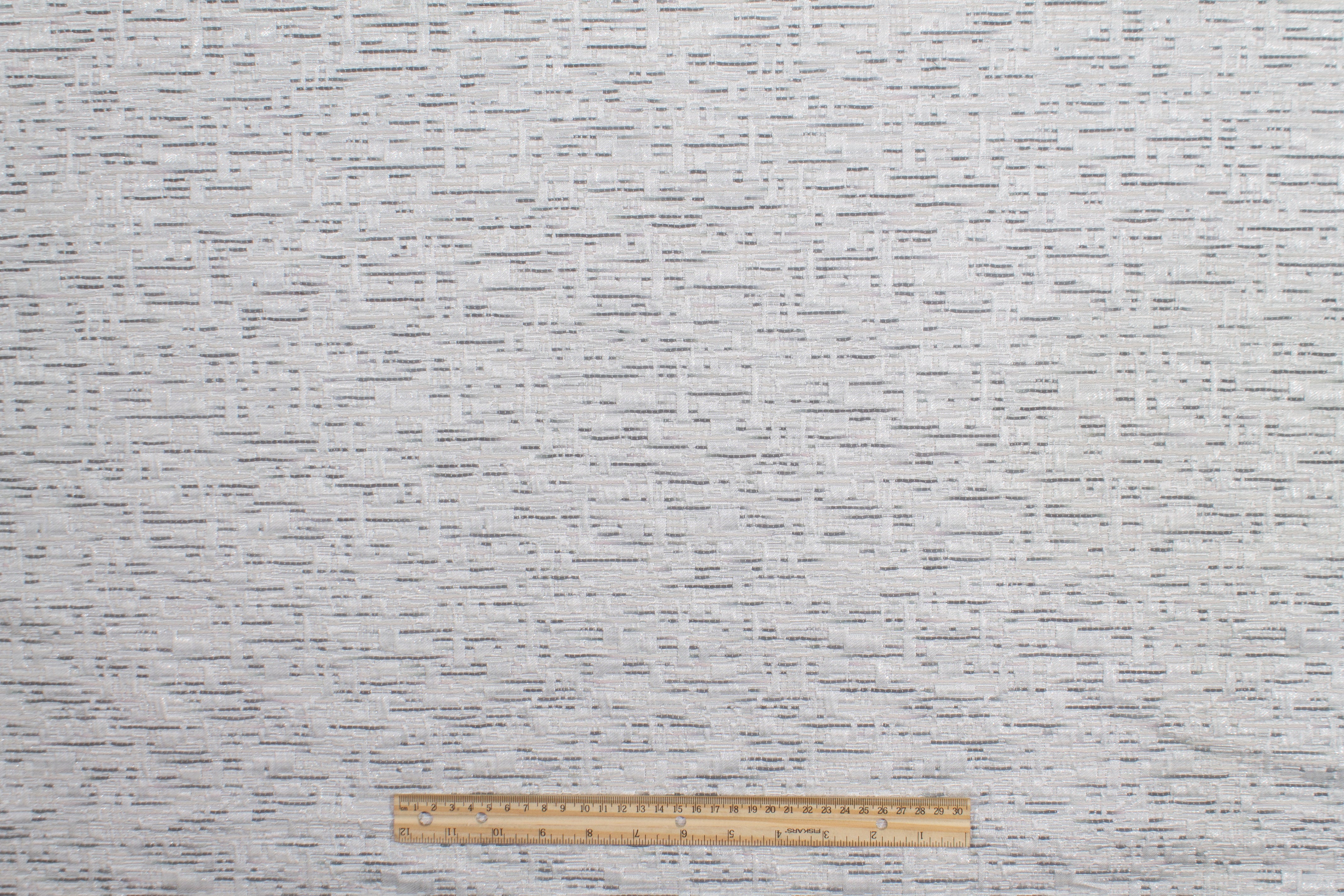 Metallic Poly Rayon Brocade - White and Gray