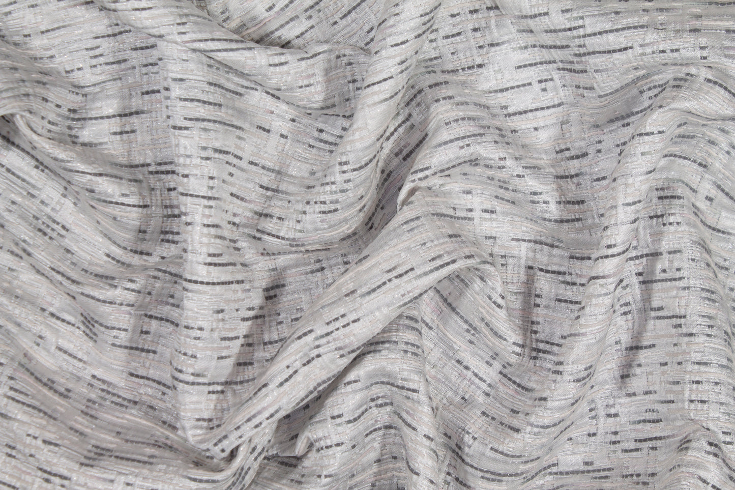 Metallic Poly Rayon Tweed - White and Gray