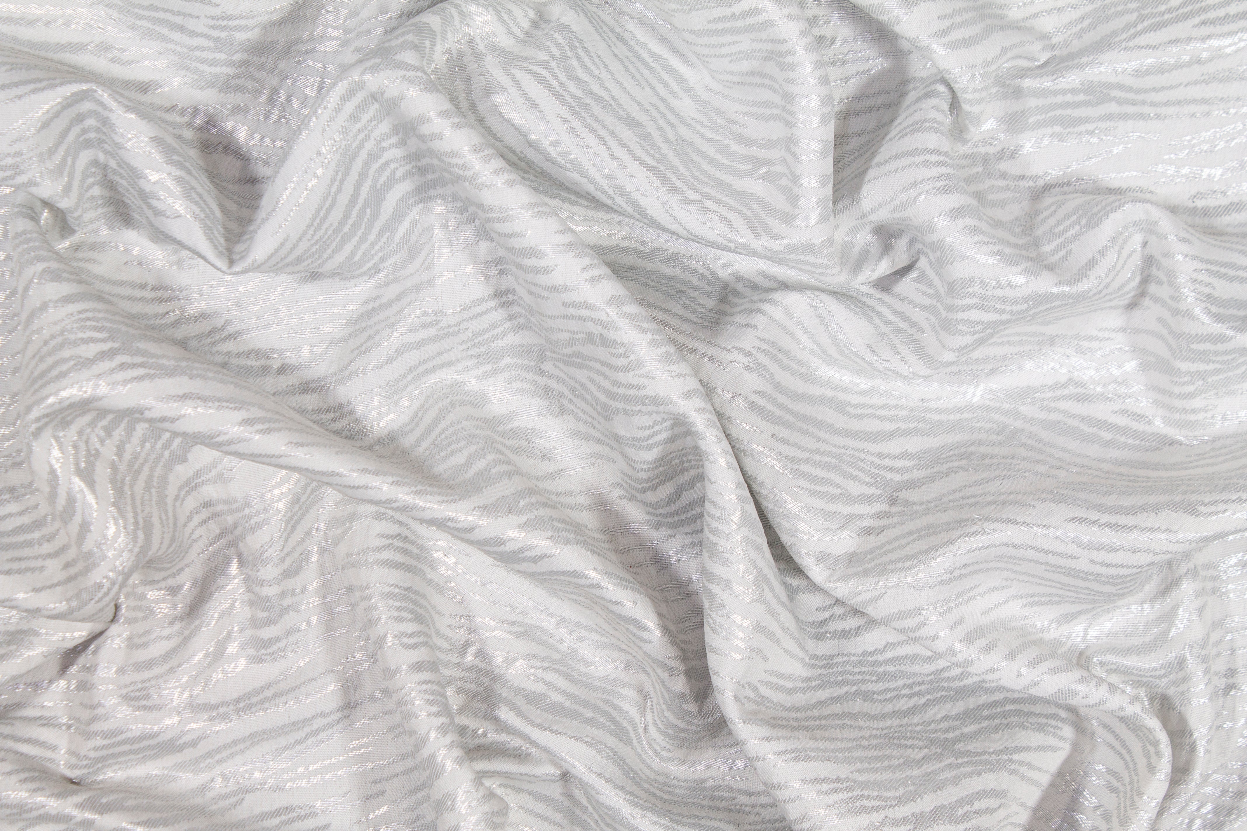 Zebra Design Metallic Jacquard - Silver / White