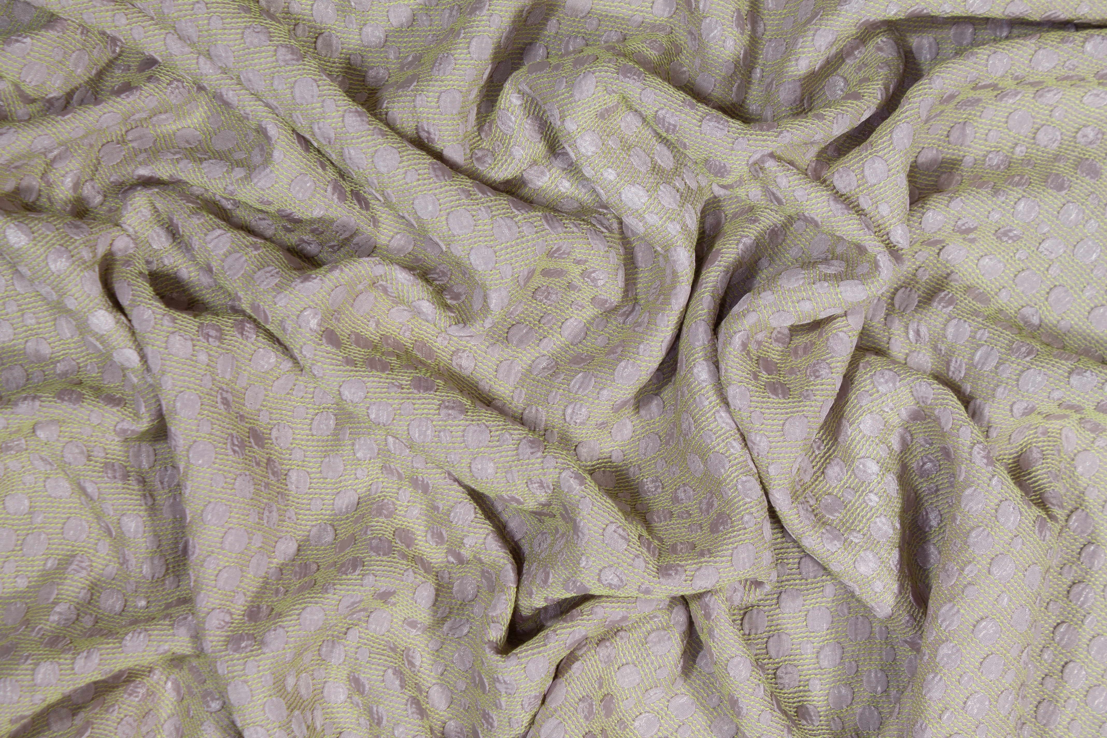 Polka Dot Brocade - Lilac and Chartreuse