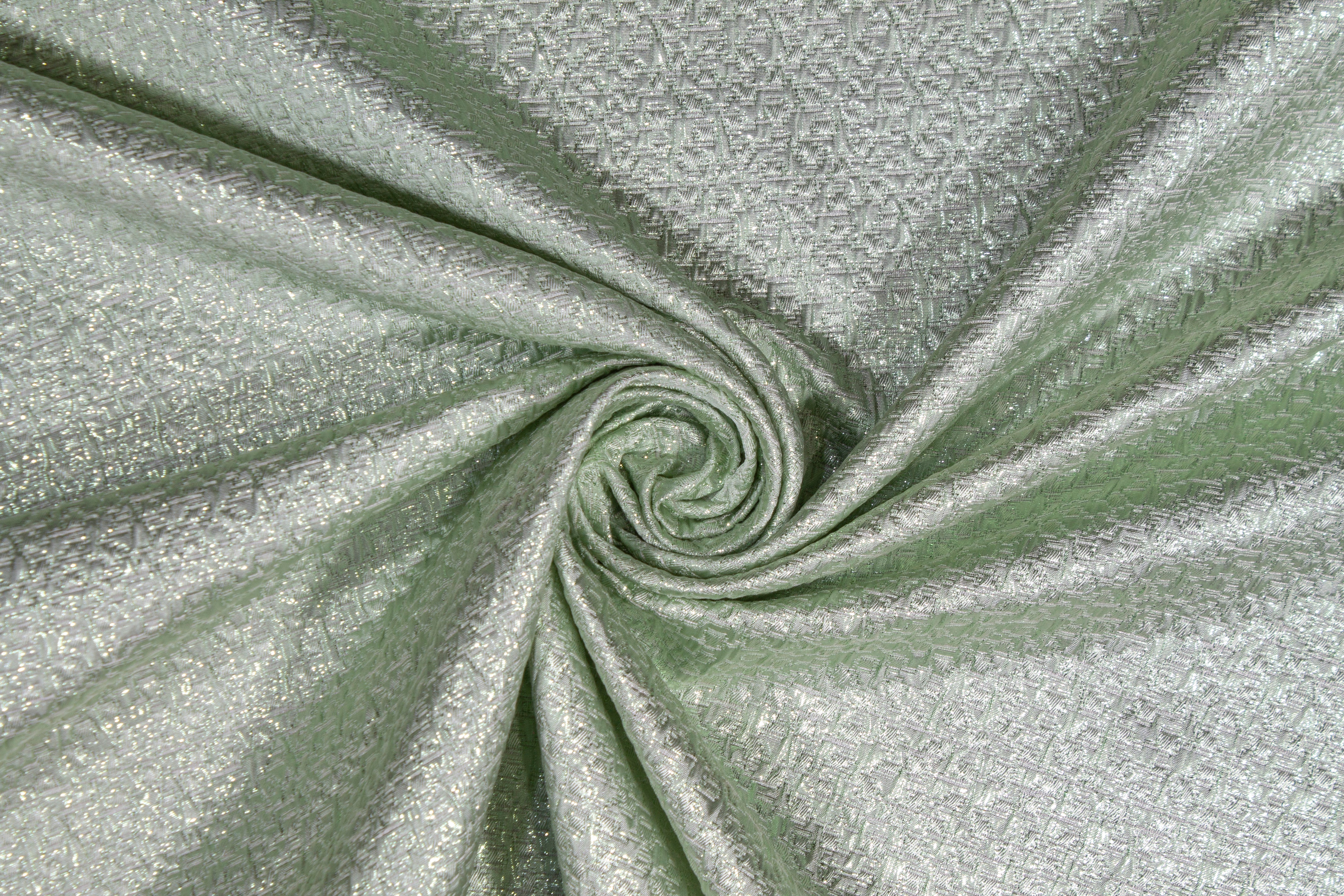 Crushed Metallic Brocade - Mint Green