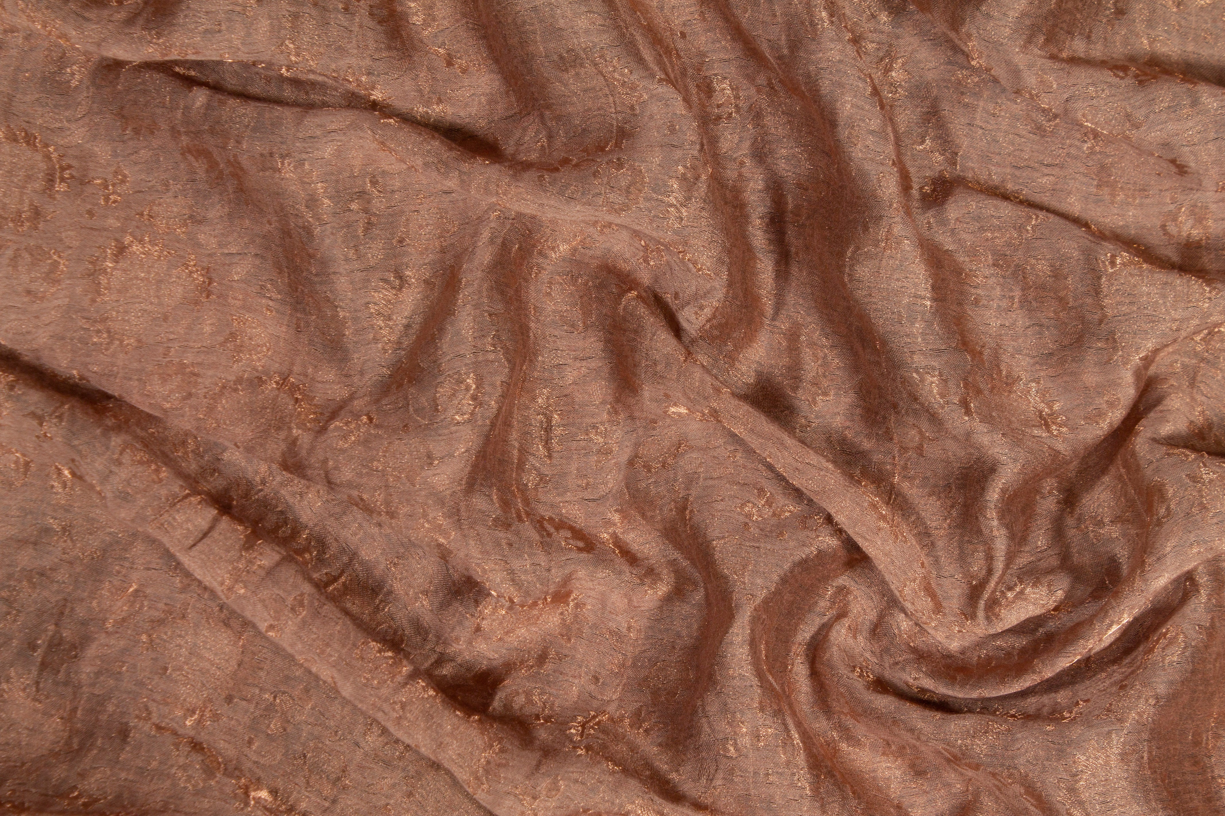 Abstract Metallic Sheer Jacquard - Dark Salmon