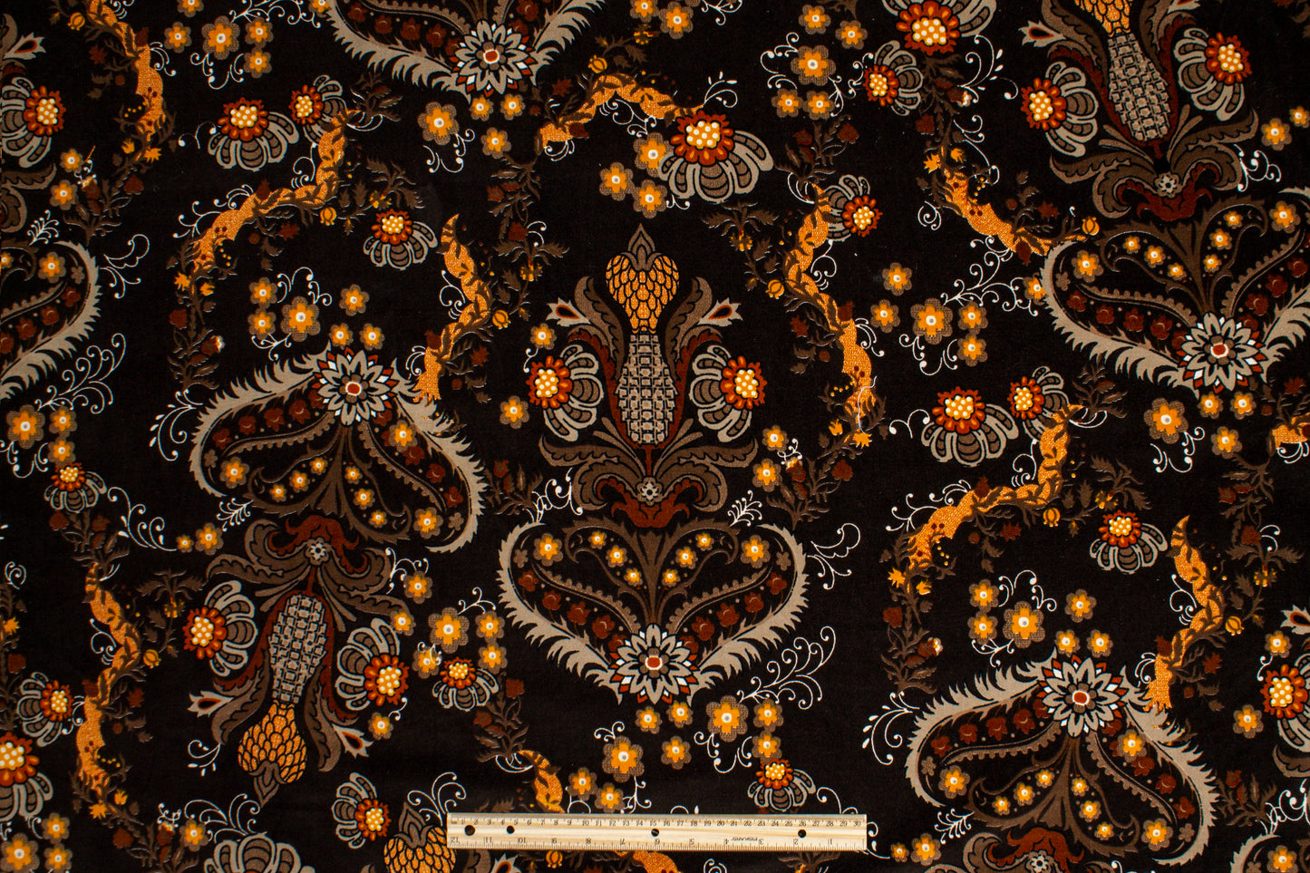 Damask Stretch Velvet - Brown