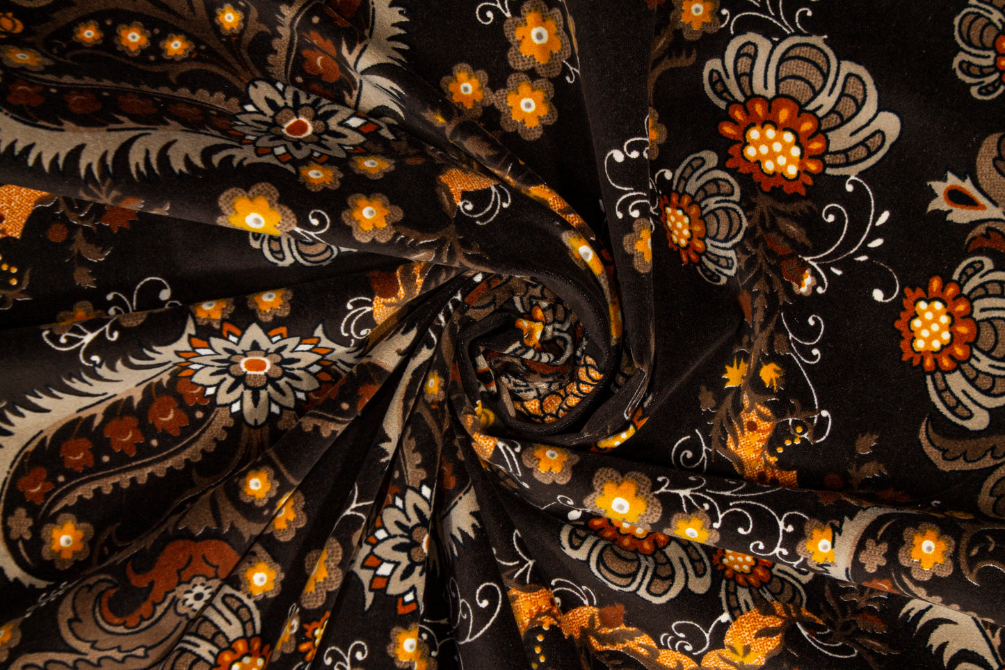 Damask Stretch Velvet - Brown