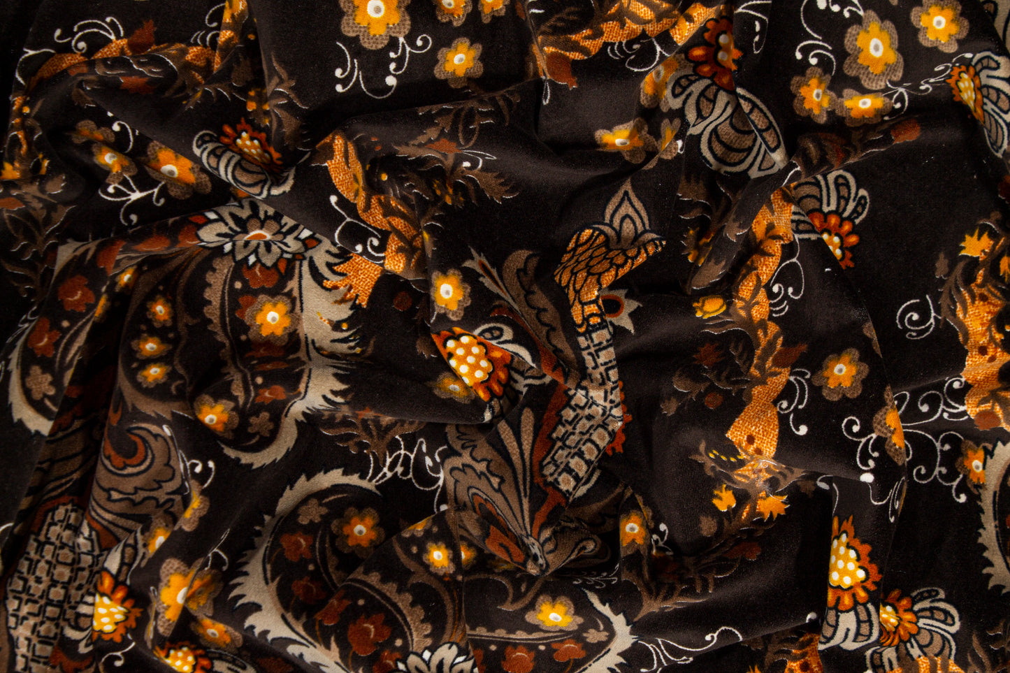 Damask Stretch Velvet - Brown