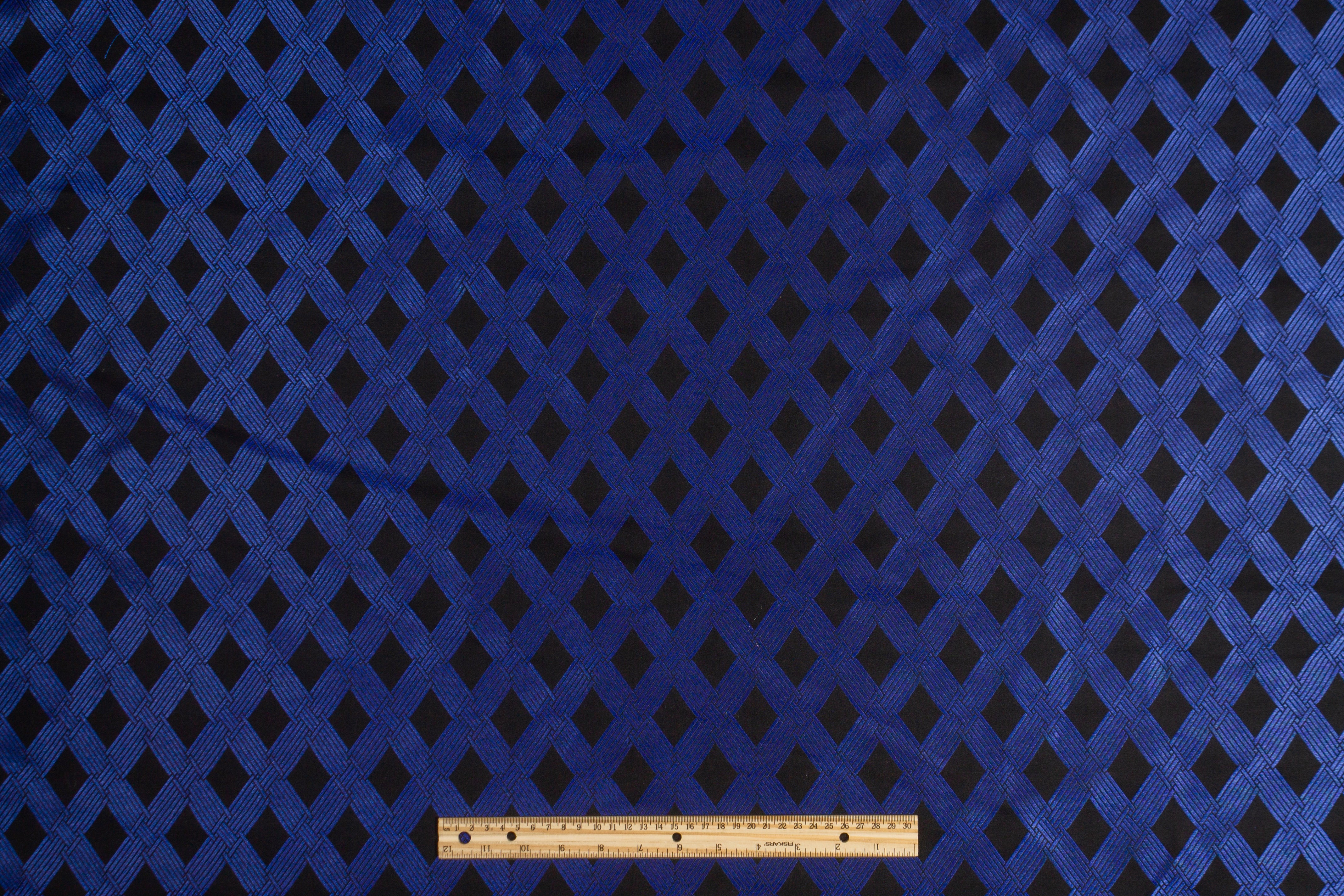 Diamond Pattern Brocade - Royal Blue / Black