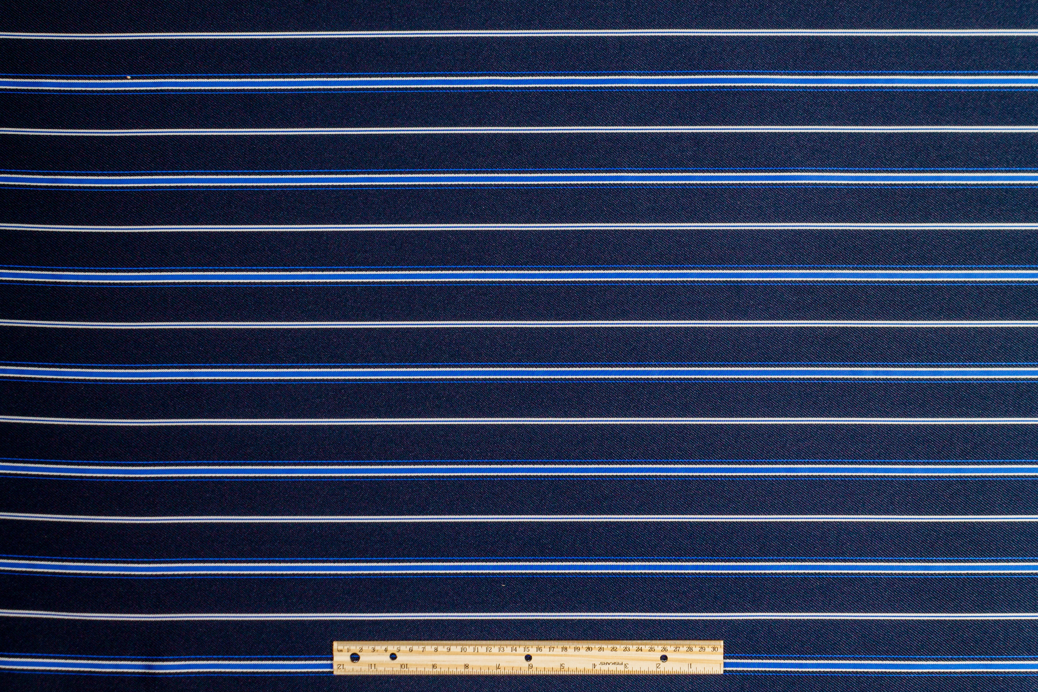 Striped Satin Back Twill - Navy, Blue, White