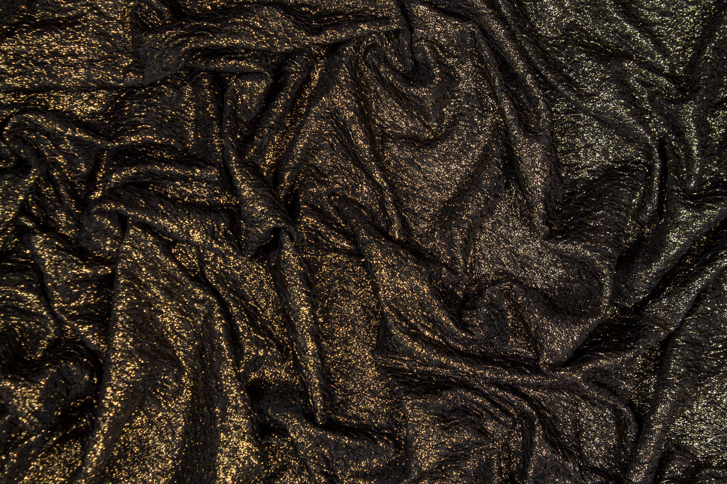 Crushed Glitter Jersey Knit - Black and Gold