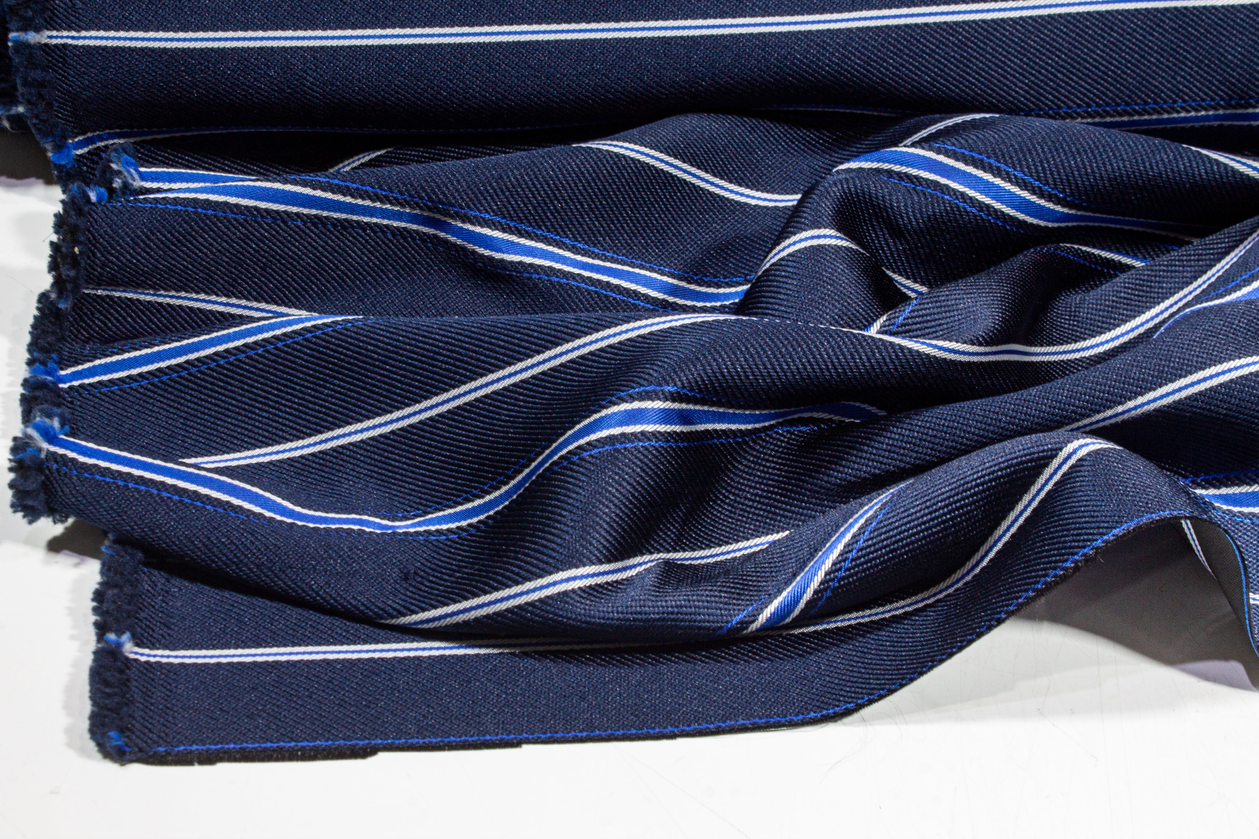 Striped Satin Back Twill - Navy, Blue, White