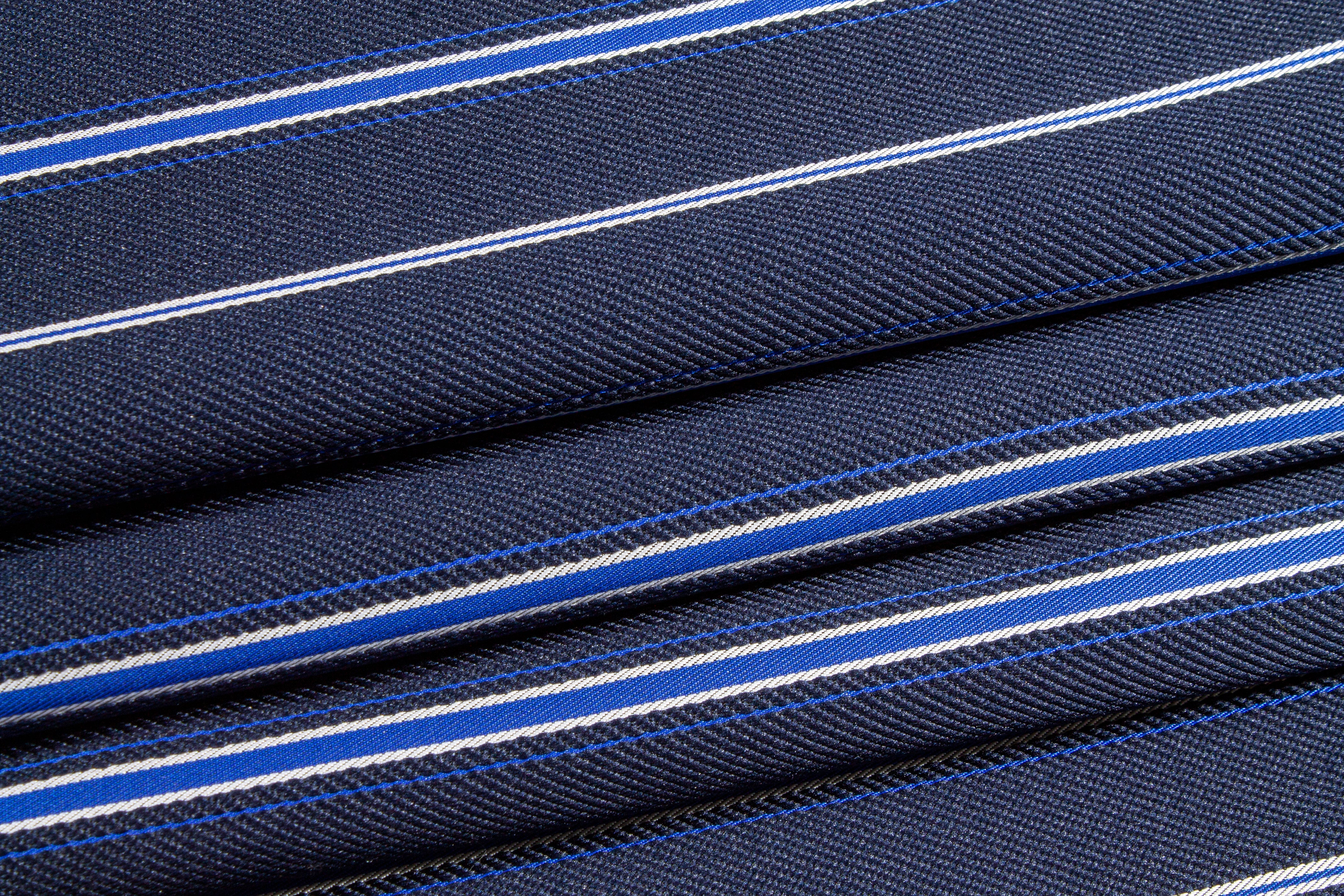 Striped Satin Back Twill - Navy, Blue, White