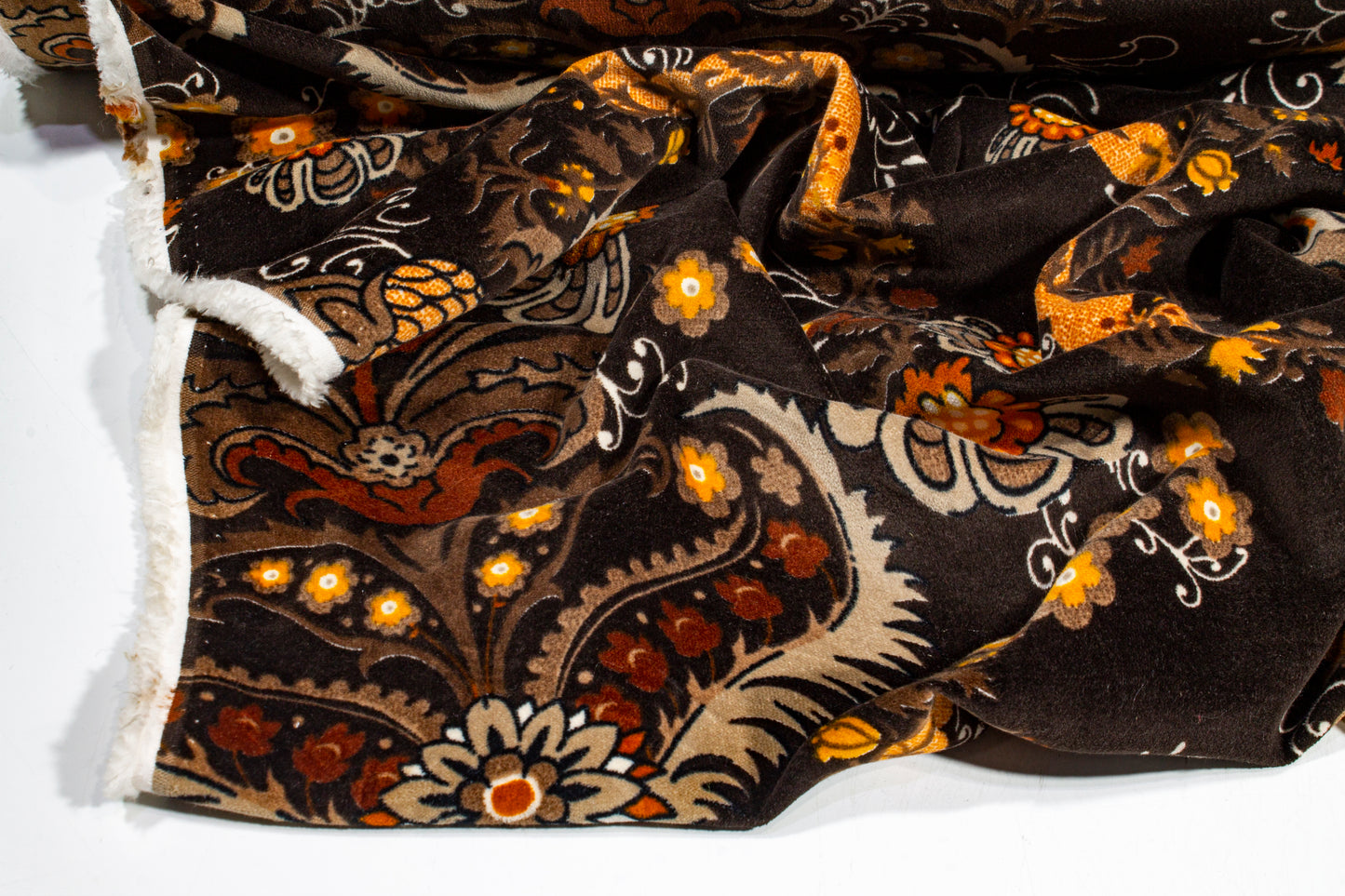 Damask Stretch Velvet - Brown