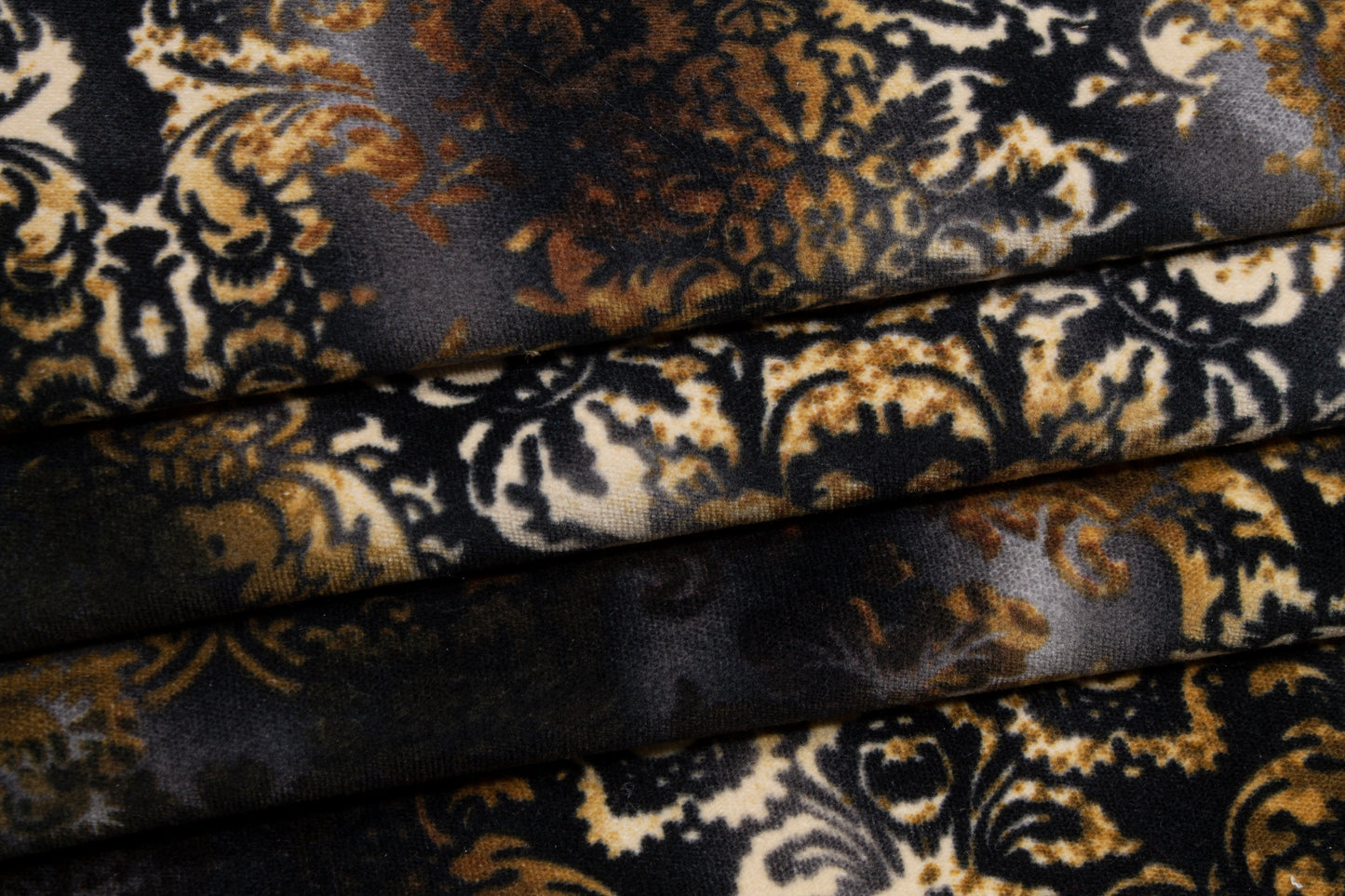 Tie-Dye Damask Stretch Velvet - Gold and Black