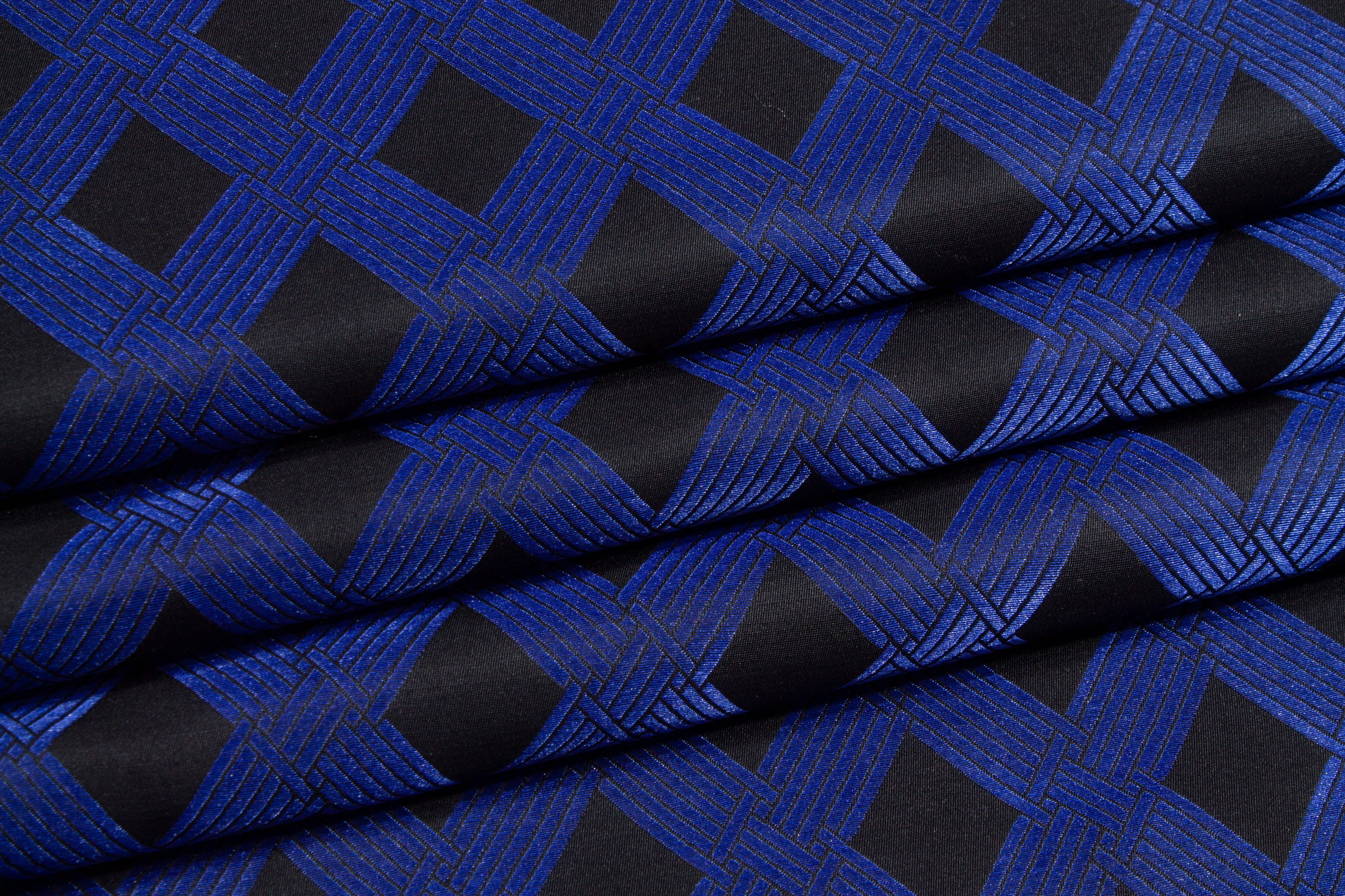 Diamond Pattern Brocade - Royal Blue / Black