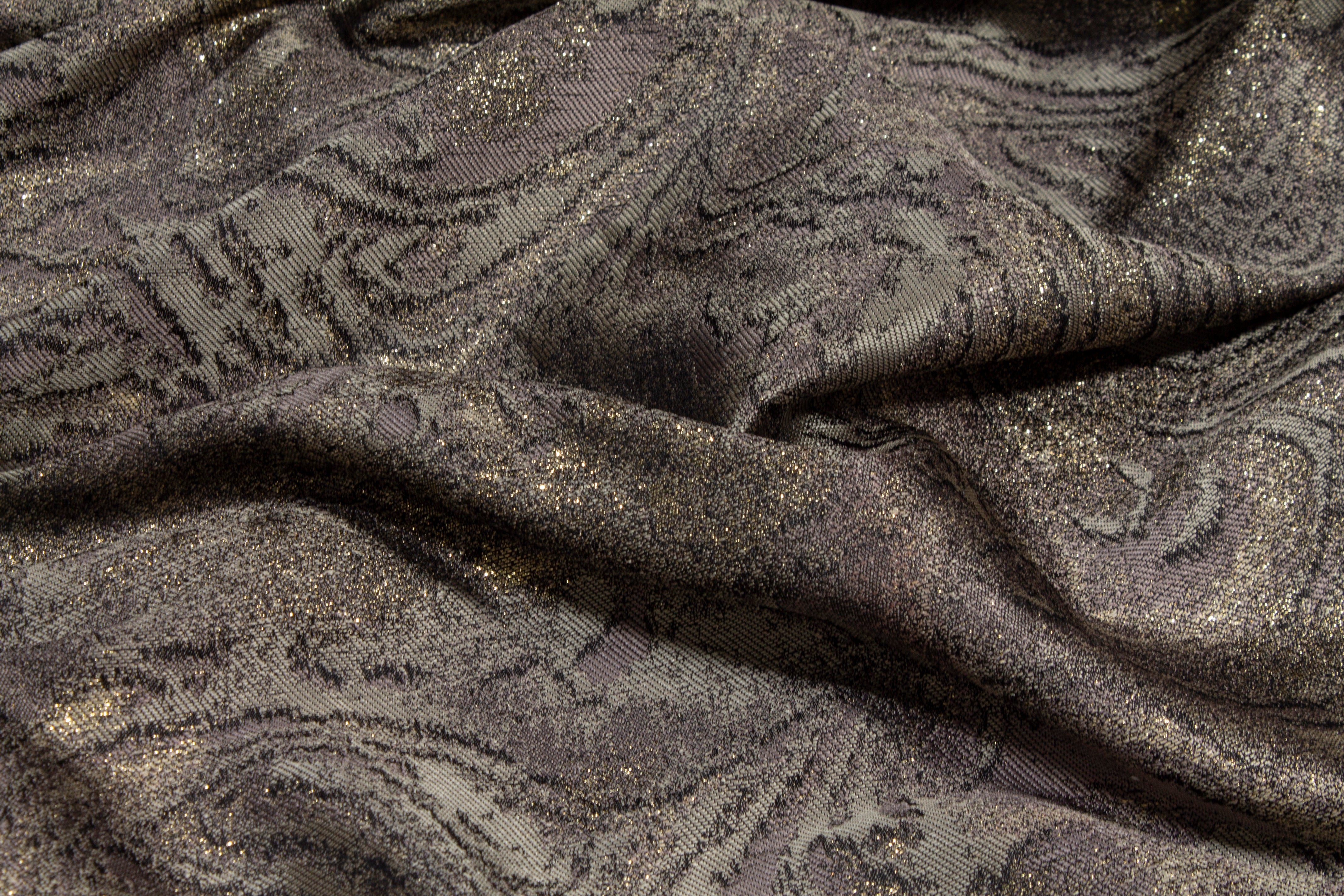 Abstract Metallic Brocade - Khaki Green and Gold