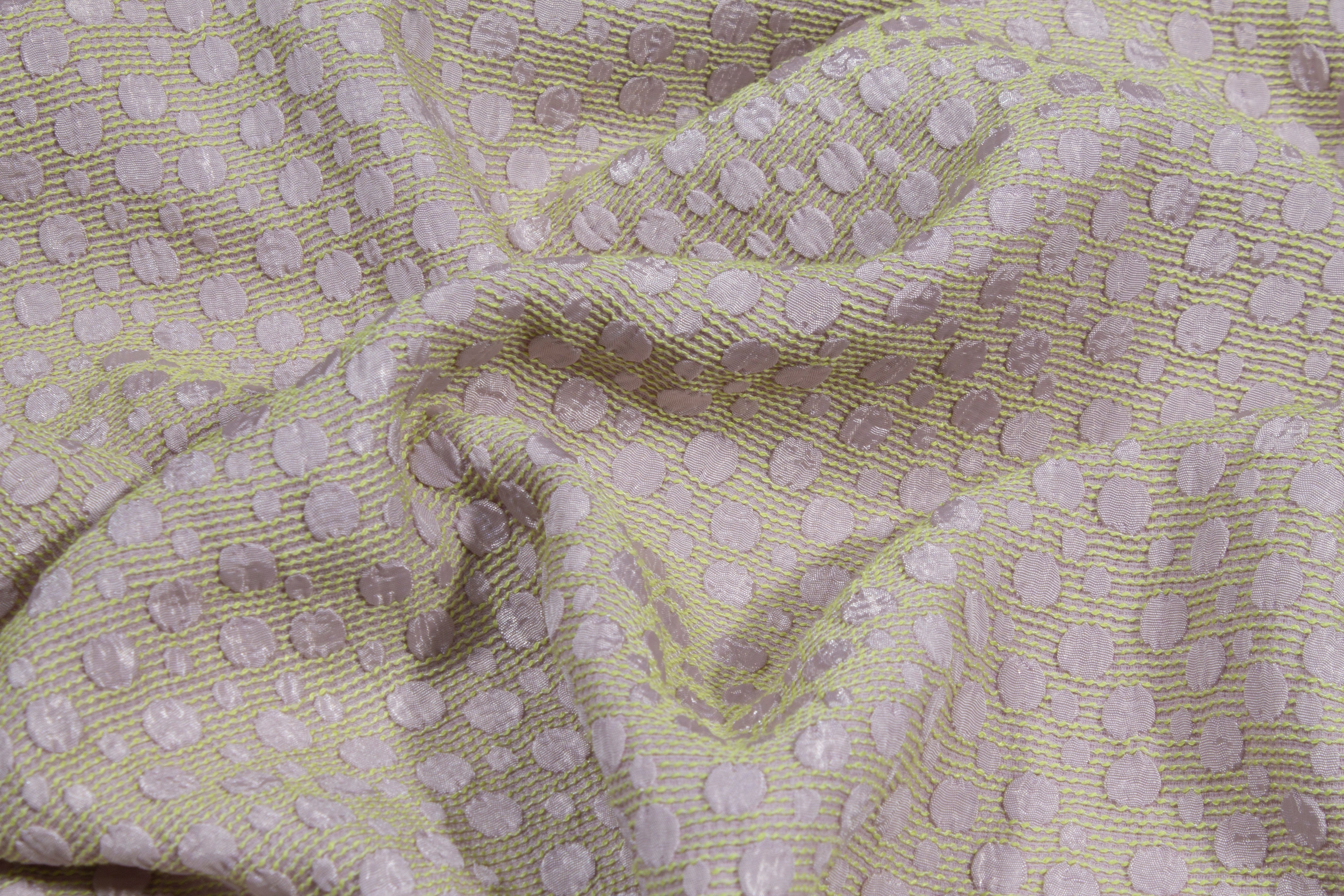 Polka Dot Brocade - Lilac and Chartreuse