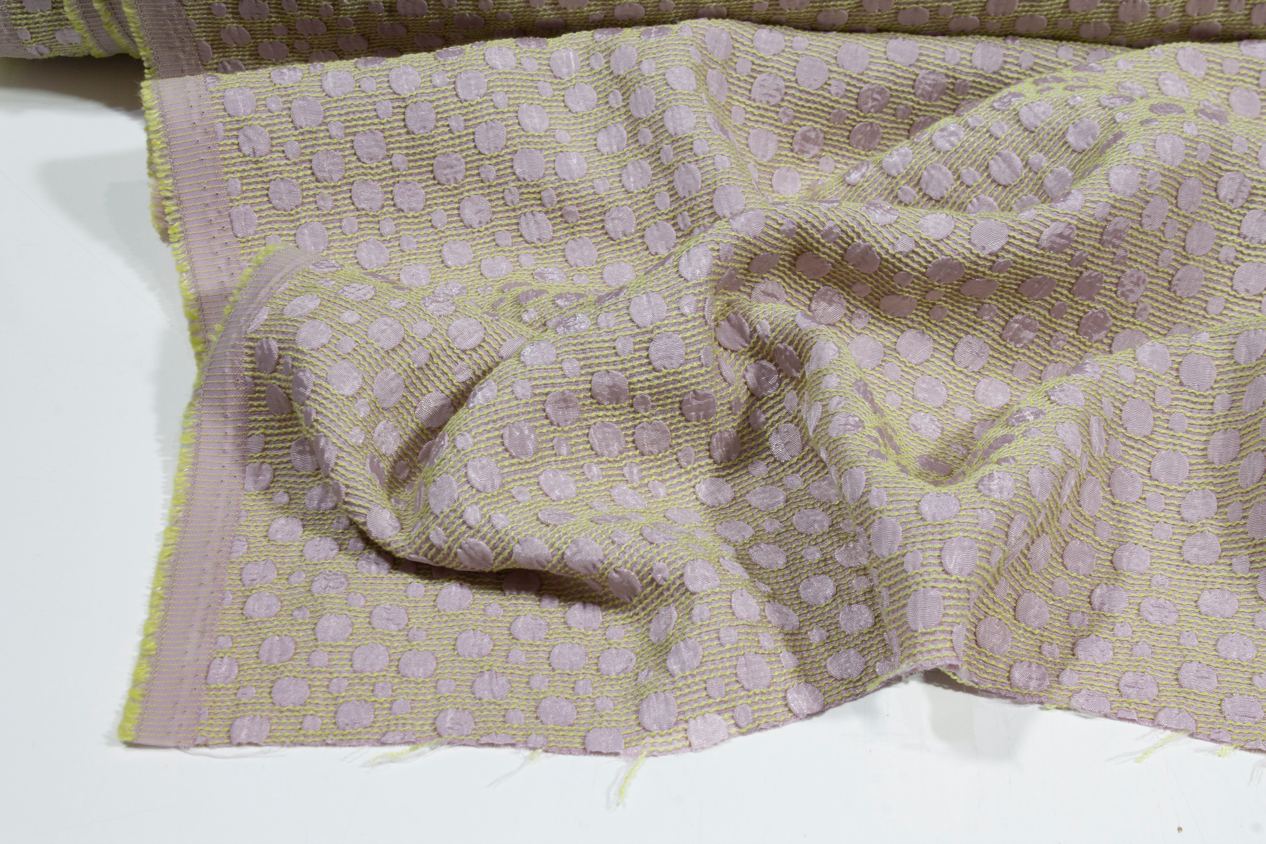 Polka Dot Brocade - Lilac and Chartreuse